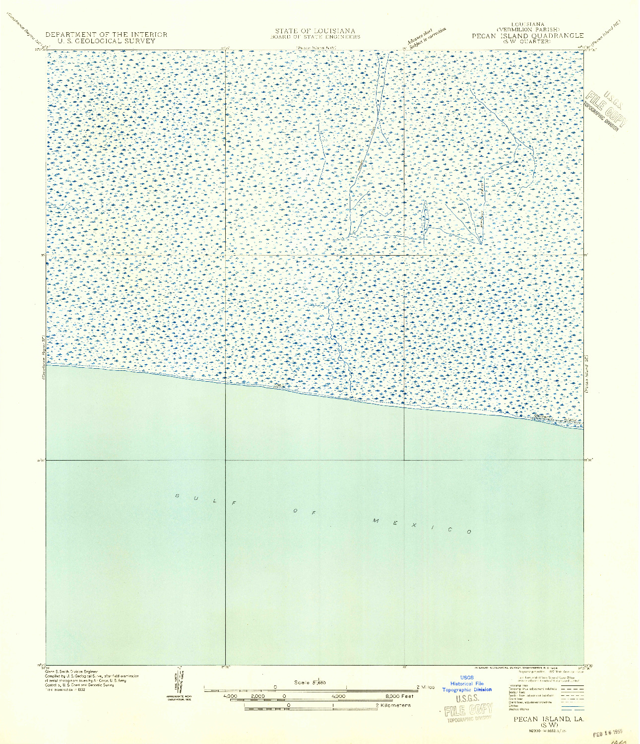 USGS 1:31680-SCALE QUADRANGLE FOR PECAN ISLAND SW, LA 1954