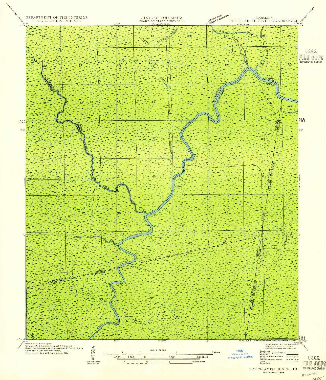 USGS 1:31680-SCALE QUADRANGLE FOR PETITE AMITE RIVER, LA 1954