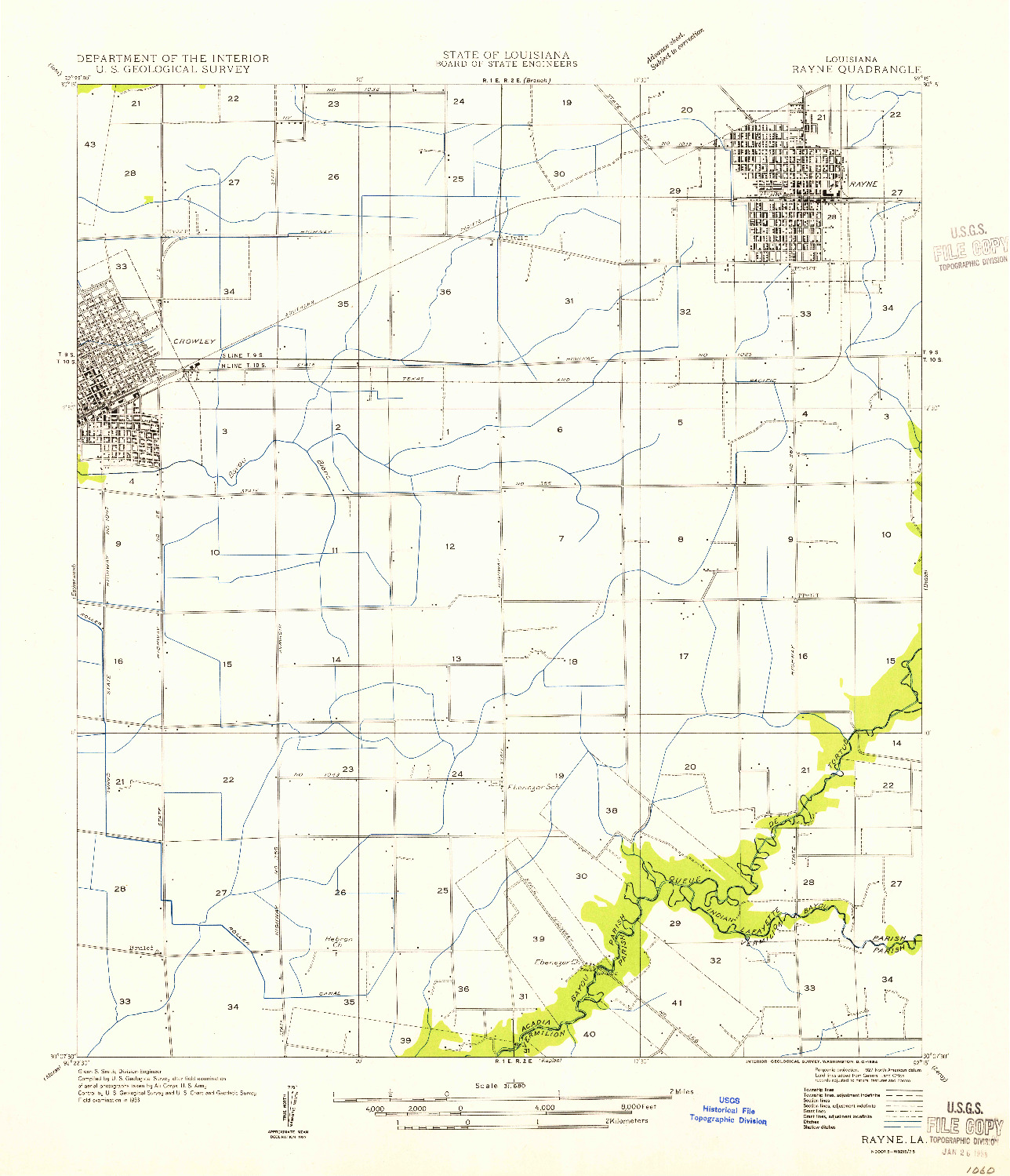 USGS 1:31680-SCALE QUADRANGLE FOR RAYNE, LA 1954
