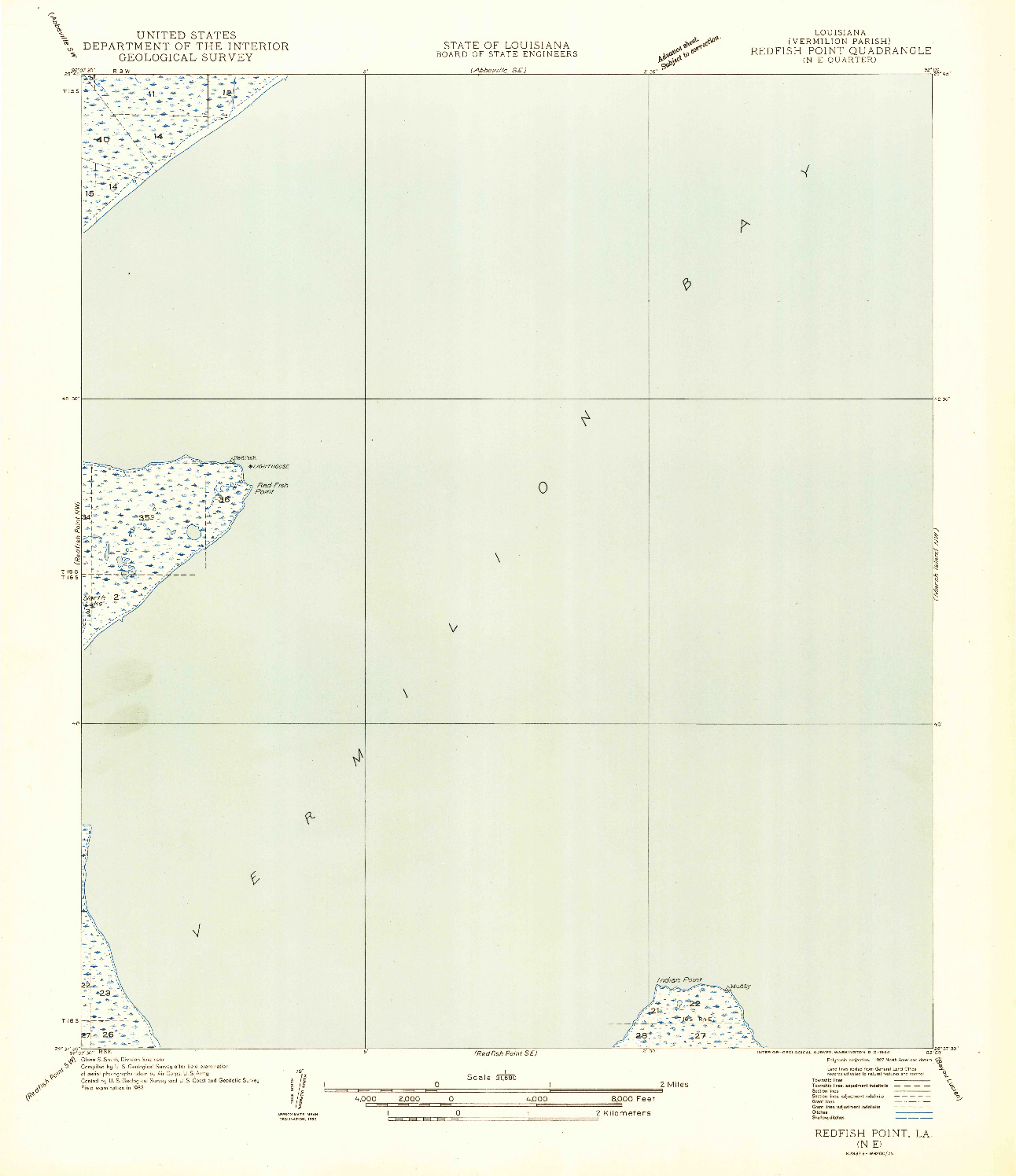 USGS 1:31680-SCALE QUADRANGLE FOR REDFISH POINT NE, LA 1954