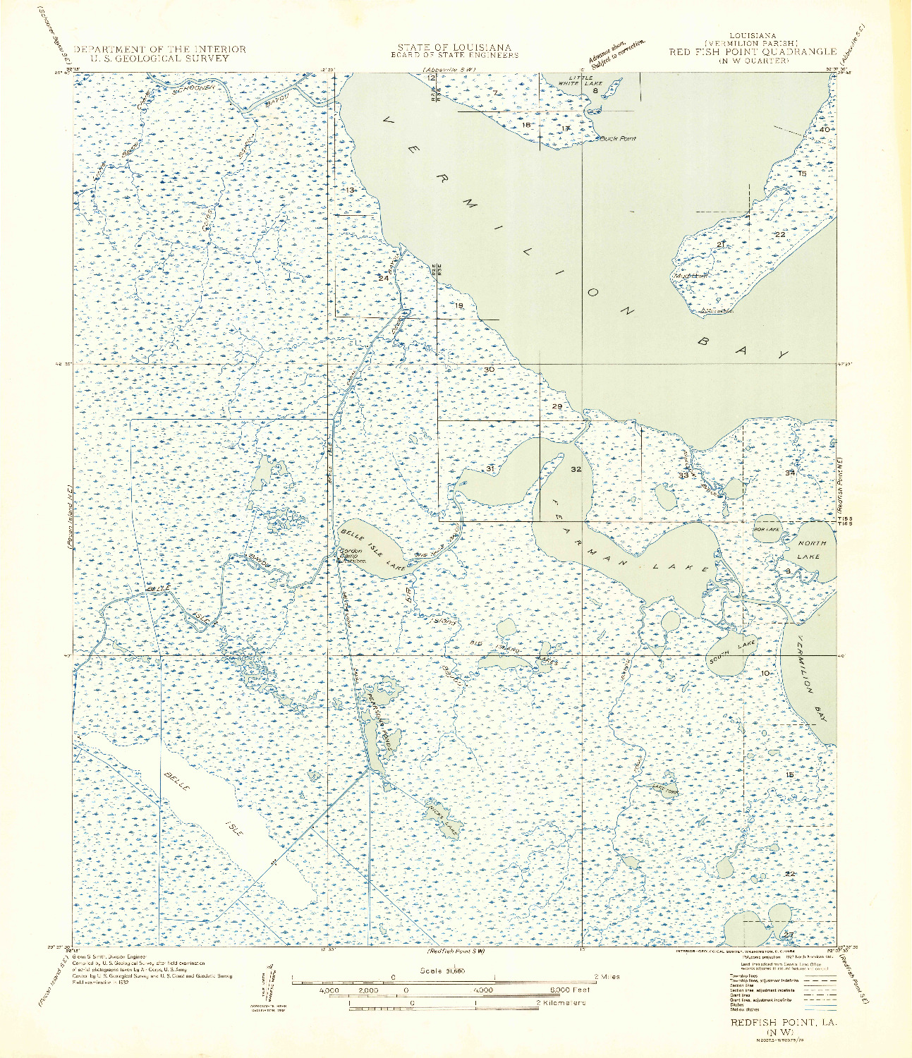 USGS 1:31680-SCALE QUADRANGLE FOR REDFISH POINT NW, LA 1954