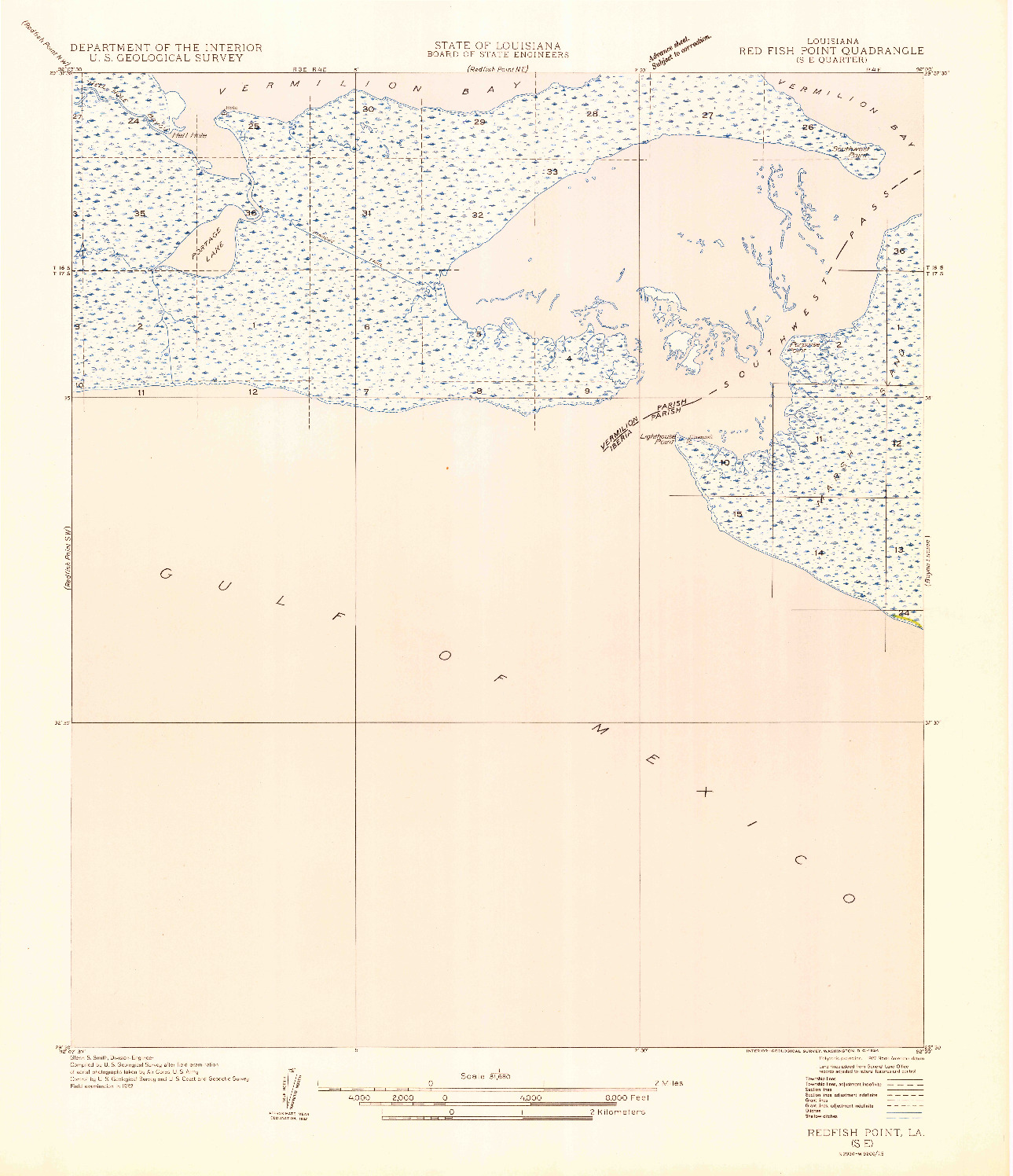 USGS 1:31680-SCALE QUADRANGLE FOR REDFISH POINT SE, LA 1954
