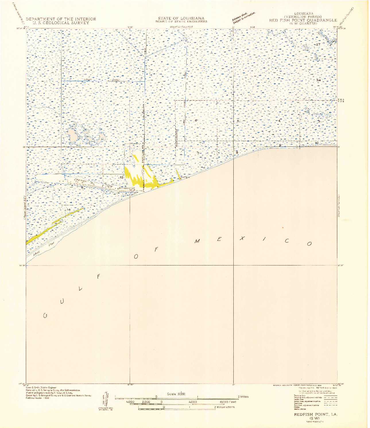 USGS 1:31680-SCALE QUADRANGLE FOR REDFISH POINT SW, LA 1954
