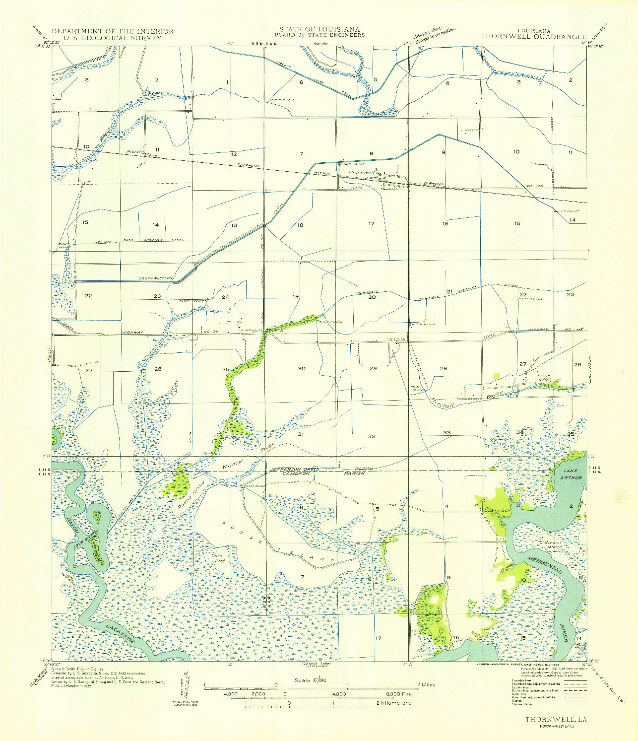 USGS 1:31680-SCALE QUADRANGLE FOR THORNWELL, LA 1954