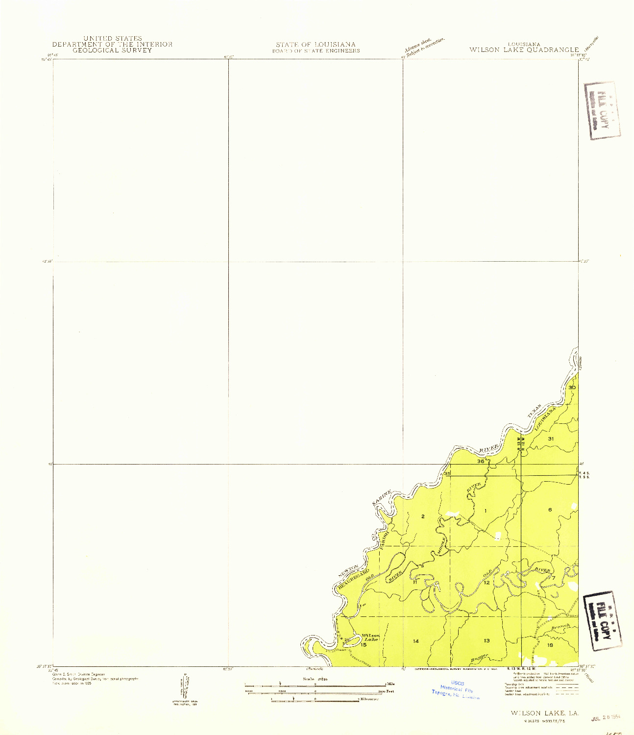 USGS 1:31680-SCALE QUADRANGLE FOR WILSON LAKE, LA 1935