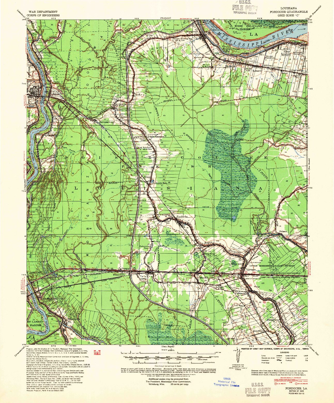 USGS 1:62500-SCALE QUADRANGLE FOR FORDOCHE, LA 1939