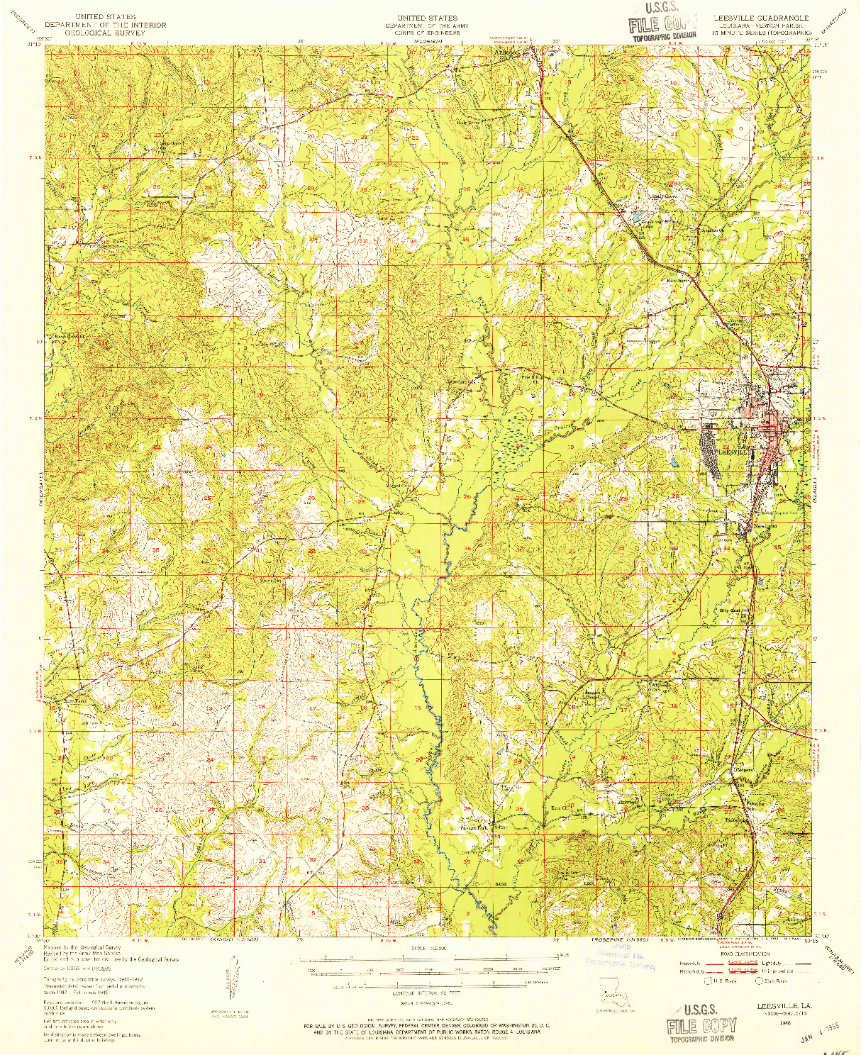 USGS 1:62500-SCALE QUADRANGLE FOR LEESVILLE, LA 1948