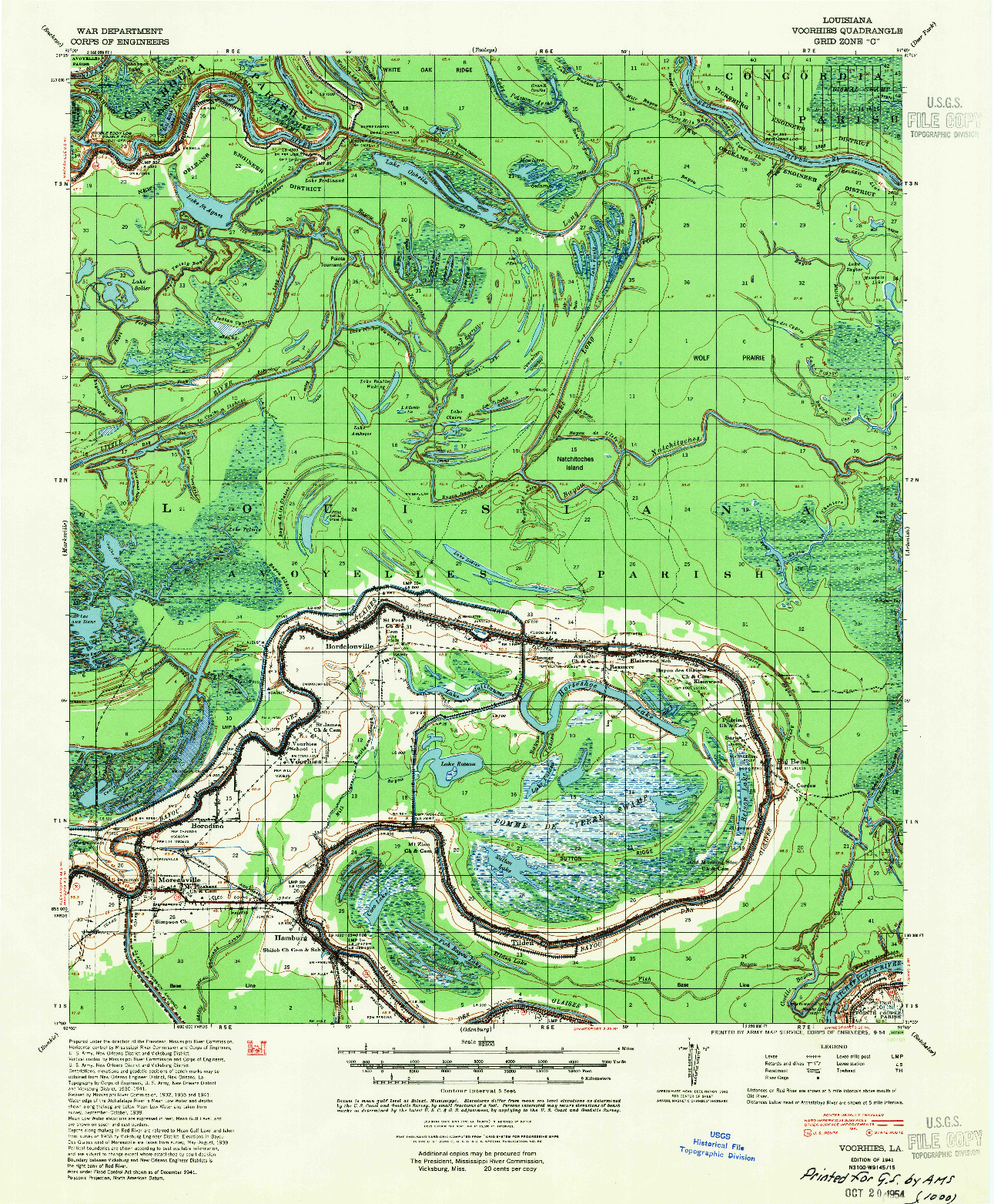 USGS 1:62500-SCALE QUADRANGLE FOR VOORHIES, LA 1941