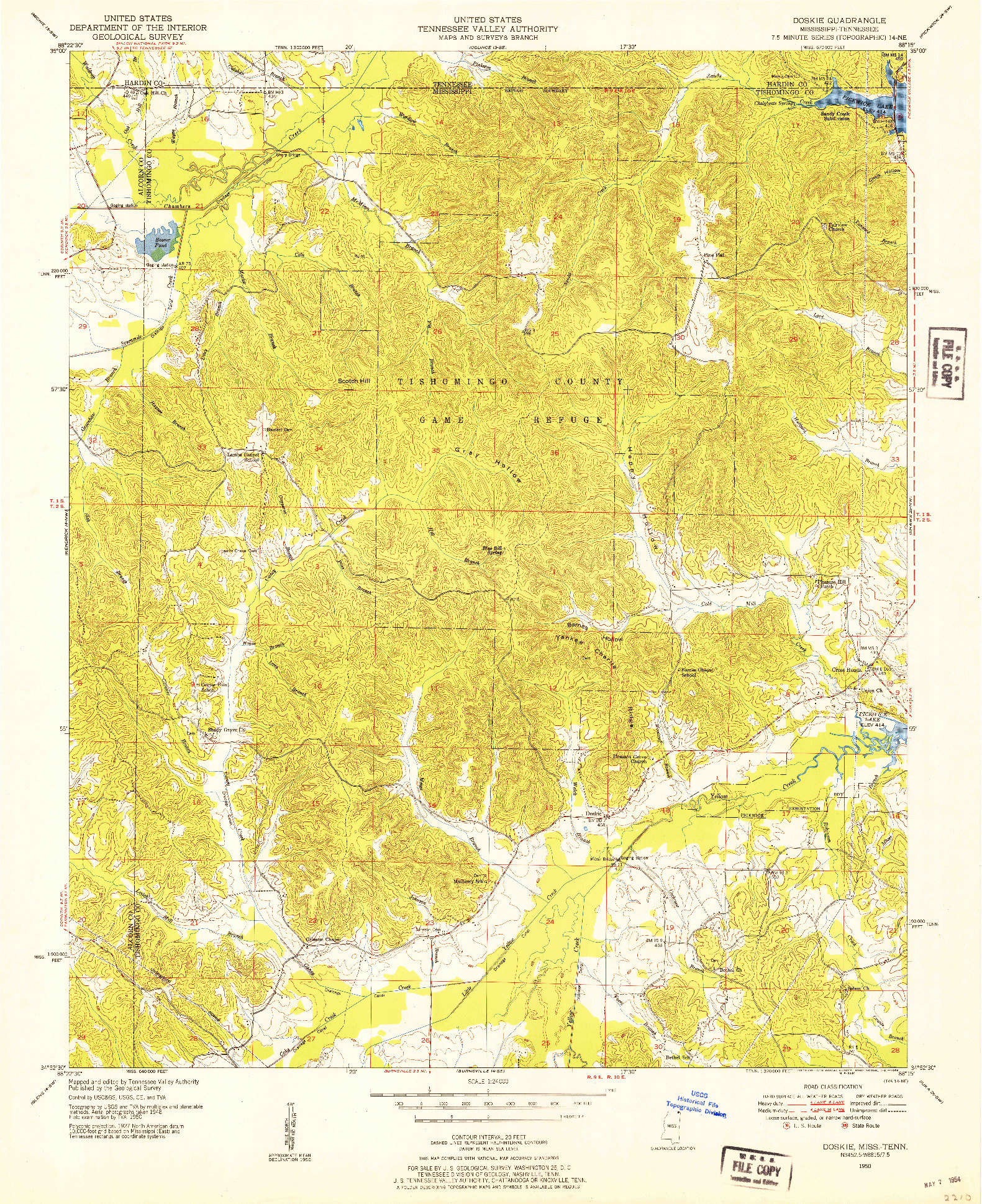 USGS 1:24000-SCALE QUADRANGLE FOR DOSKIE, MS 1950