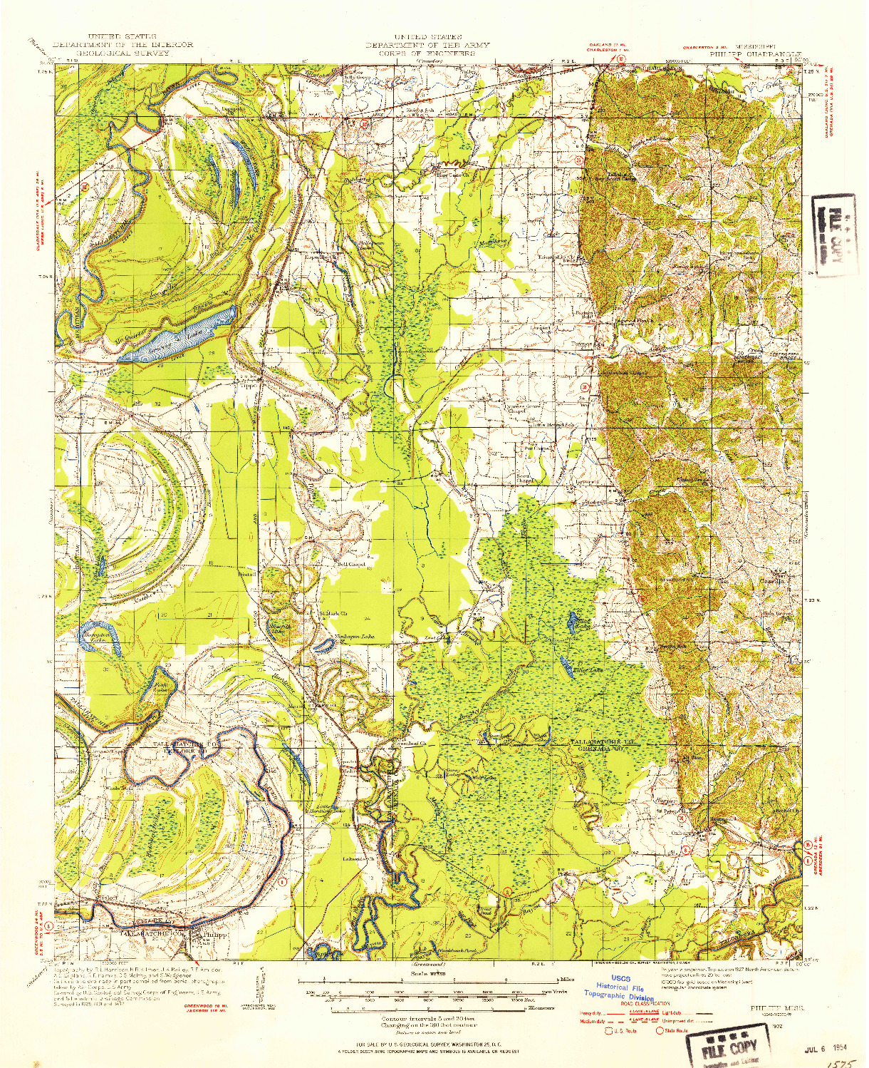 USGS 1:62500-SCALE QUADRANGLE FOR PHILIPP, MS 1932