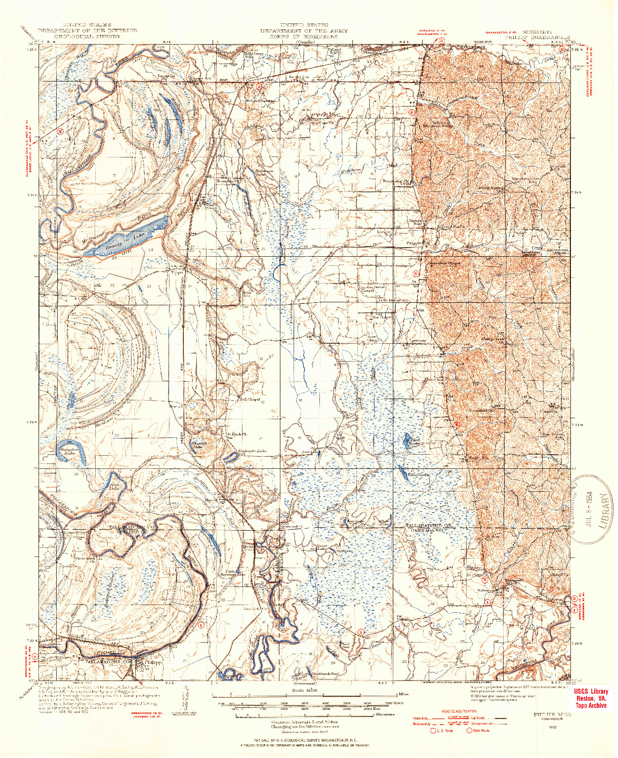 USGS 1:62500-SCALE QUADRANGLE FOR PHILIPP, MS 1932