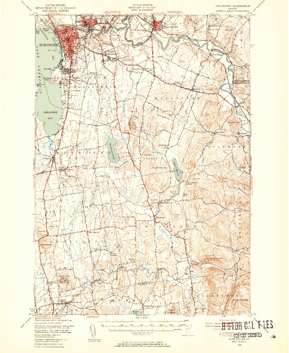 USGS 1:62500-SCALE QUADRANGLE FOR BURLINGTON, VT 1948