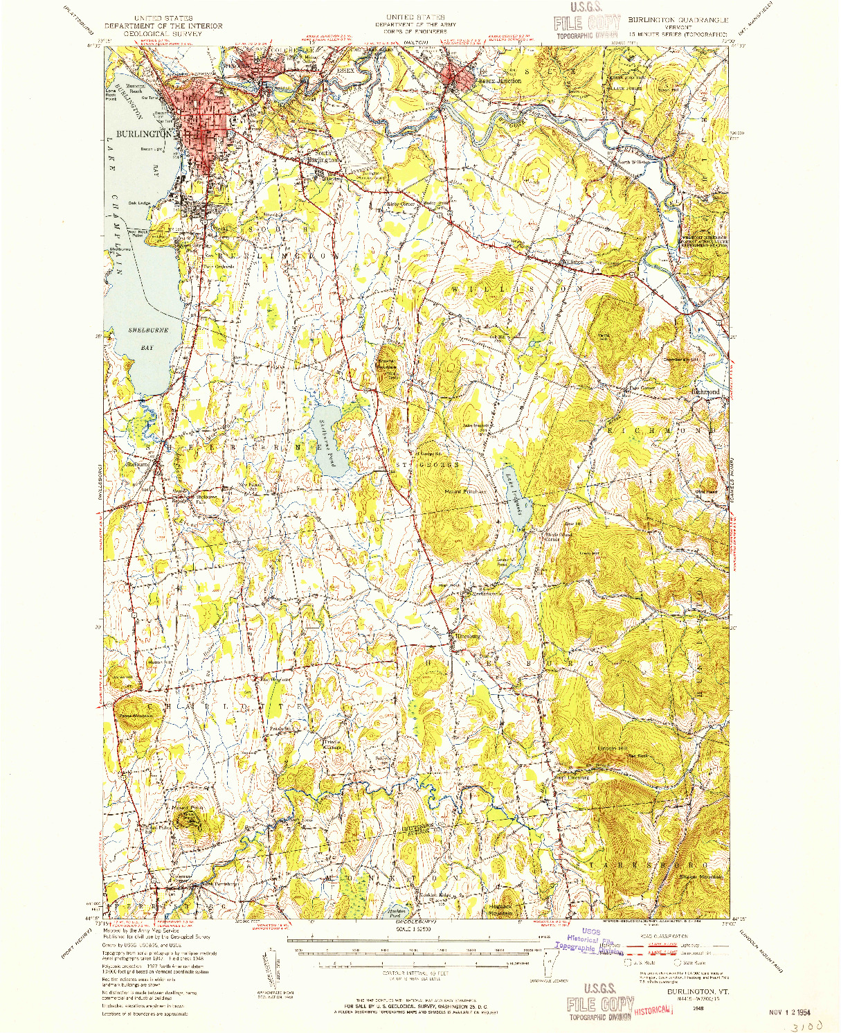 USGS 1:62500-SCALE QUADRANGLE FOR BURLINGTON, VT 1948