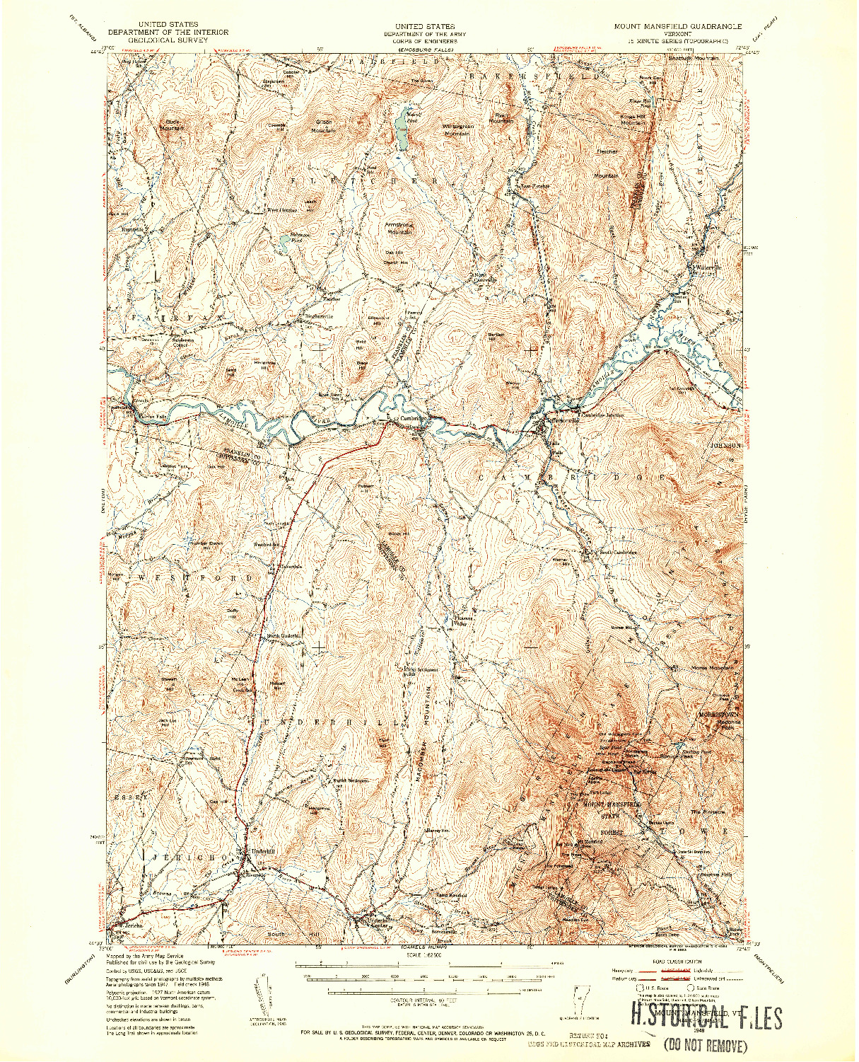 USGS 1:62500-SCALE QUADRANGLE FOR MOUNT MANSFIELD, VT 1948