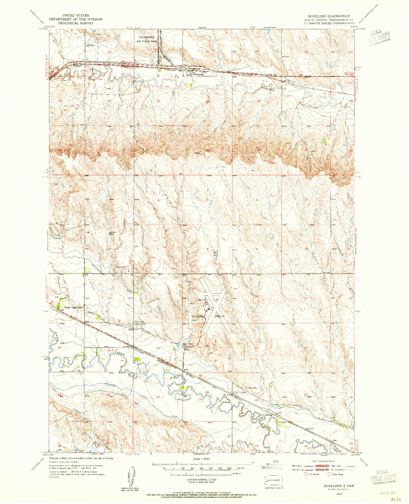 USGS 1:24000-SCALE QUADRANGLE FOR BOXELDER, SD 1953