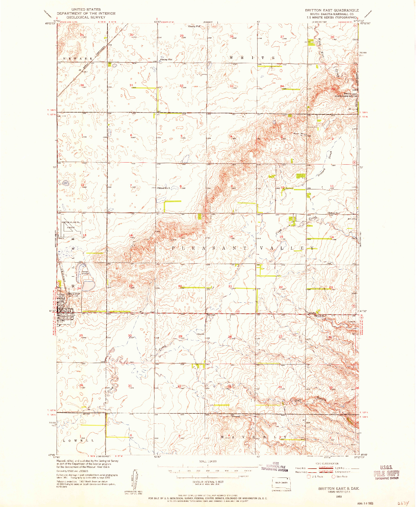 USGS 1:24000-SCALE QUADRANGLE FOR BRITTON EAST, SD 1953