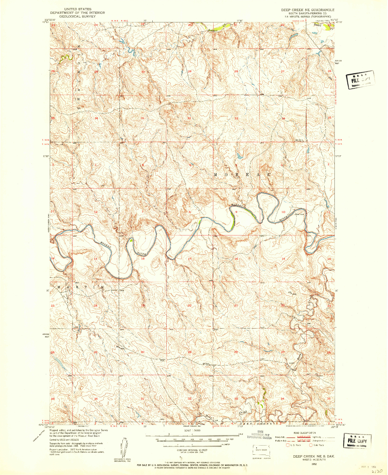USGS 1:24000-SCALE QUADRANGLE FOR DEEP CREEK NE, SD 1952