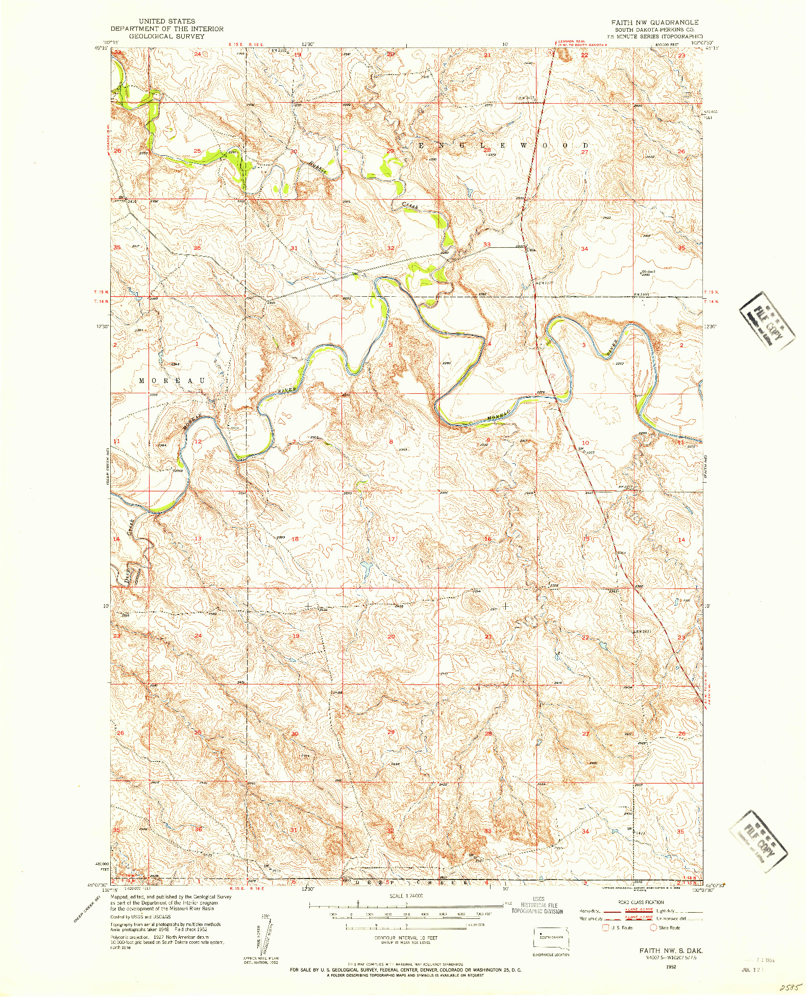 USGS 1:24000-SCALE QUADRANGLE FOR FAITH NW, SD 1952