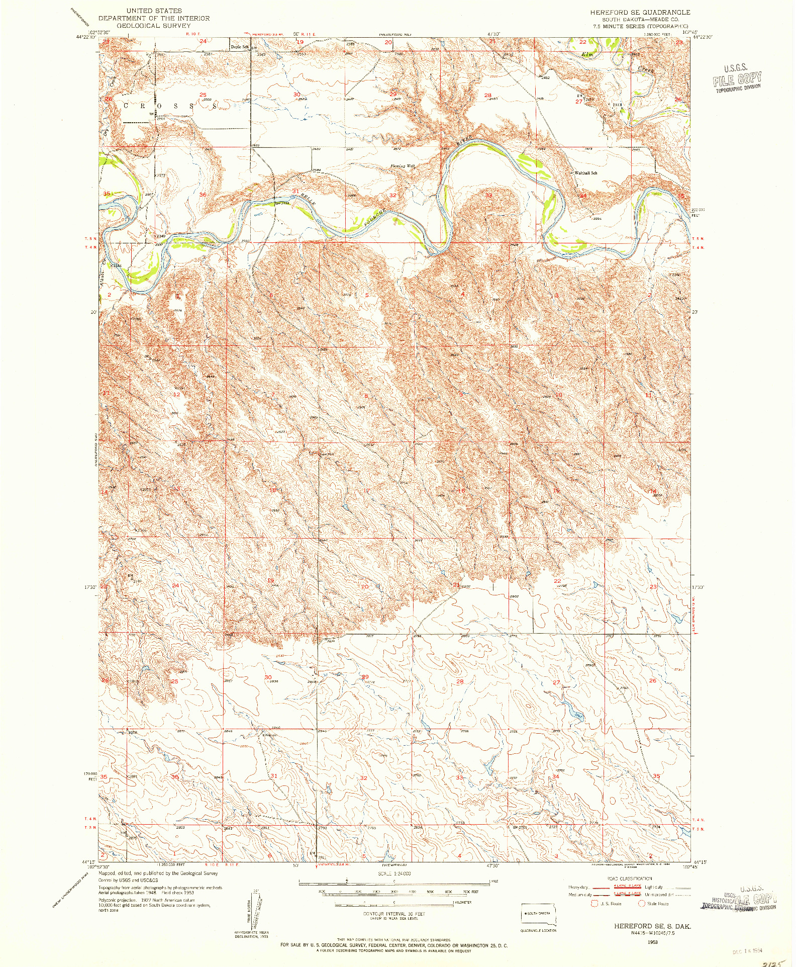 USGS 1:24000-SCALE QUADRANGLE FOR HEREFORD SE, SD 1953