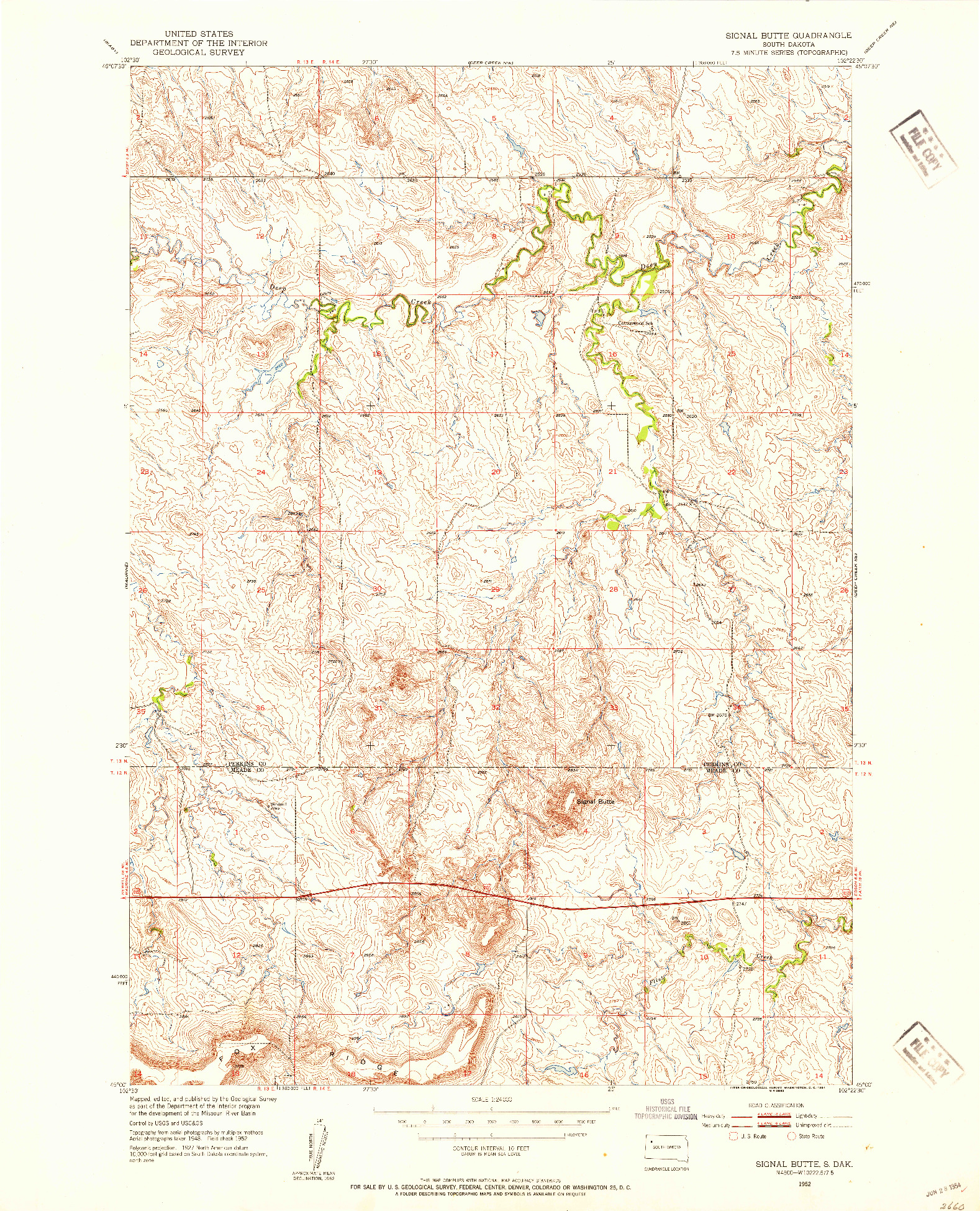 USGS 1:24000-SCALE QUADRANGLE FOR SIGNAL BUTTE, SD 1952