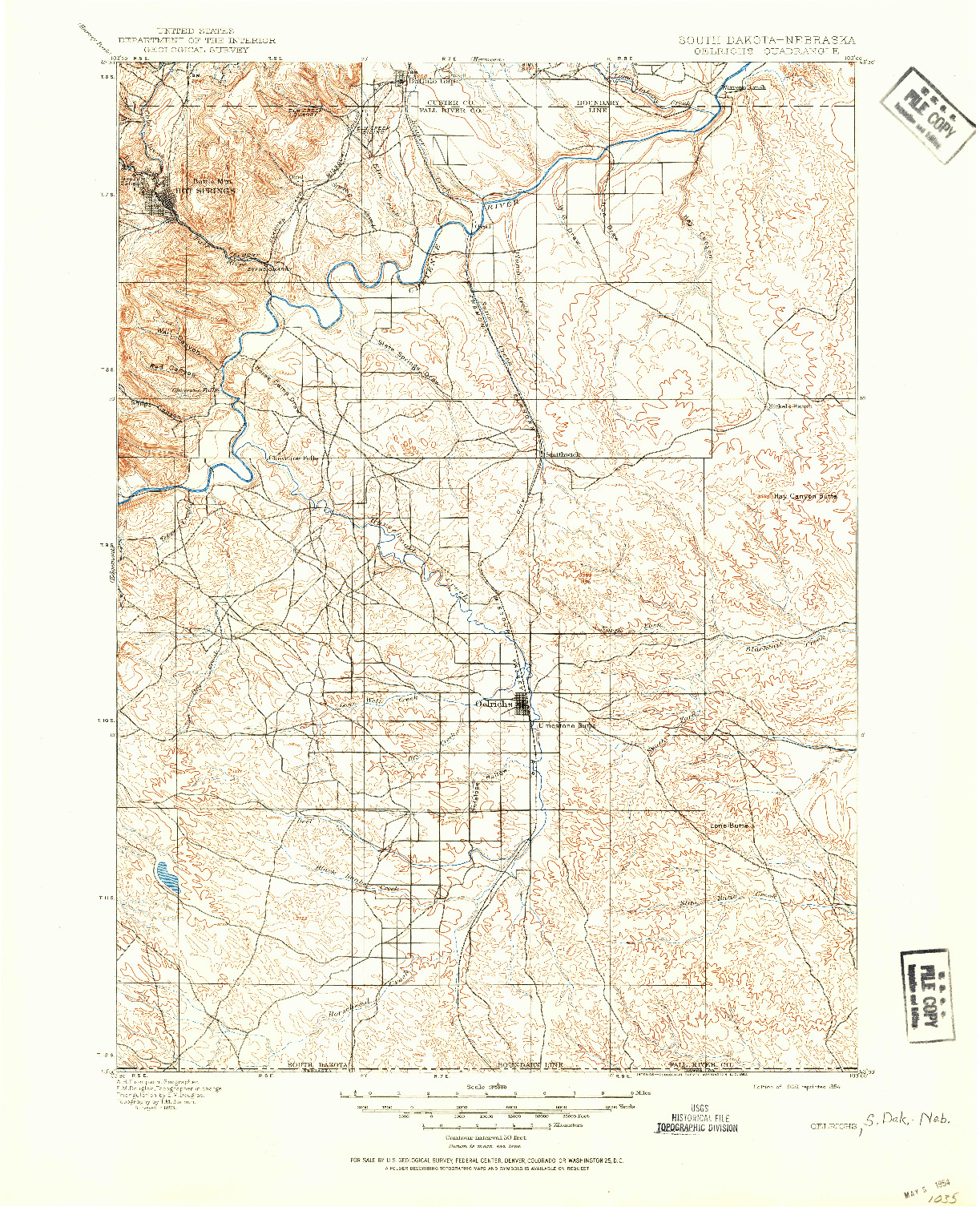 USGS 1:125000-SCALE QUADRANGLE FOR OELRICHS, SD 1900