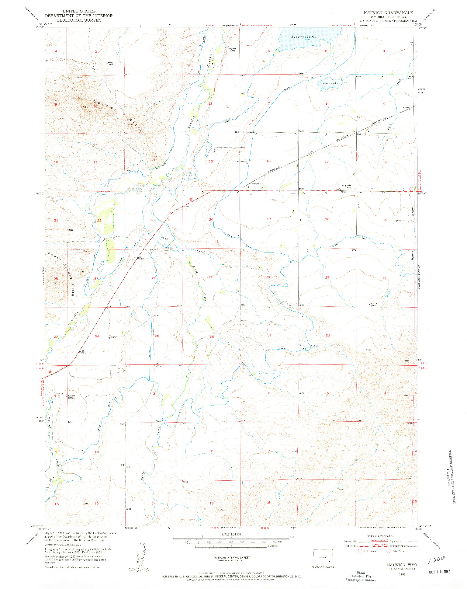 USGS 1:24000-SCALE QUADRANGLE FOR NATWICK, WY 1953