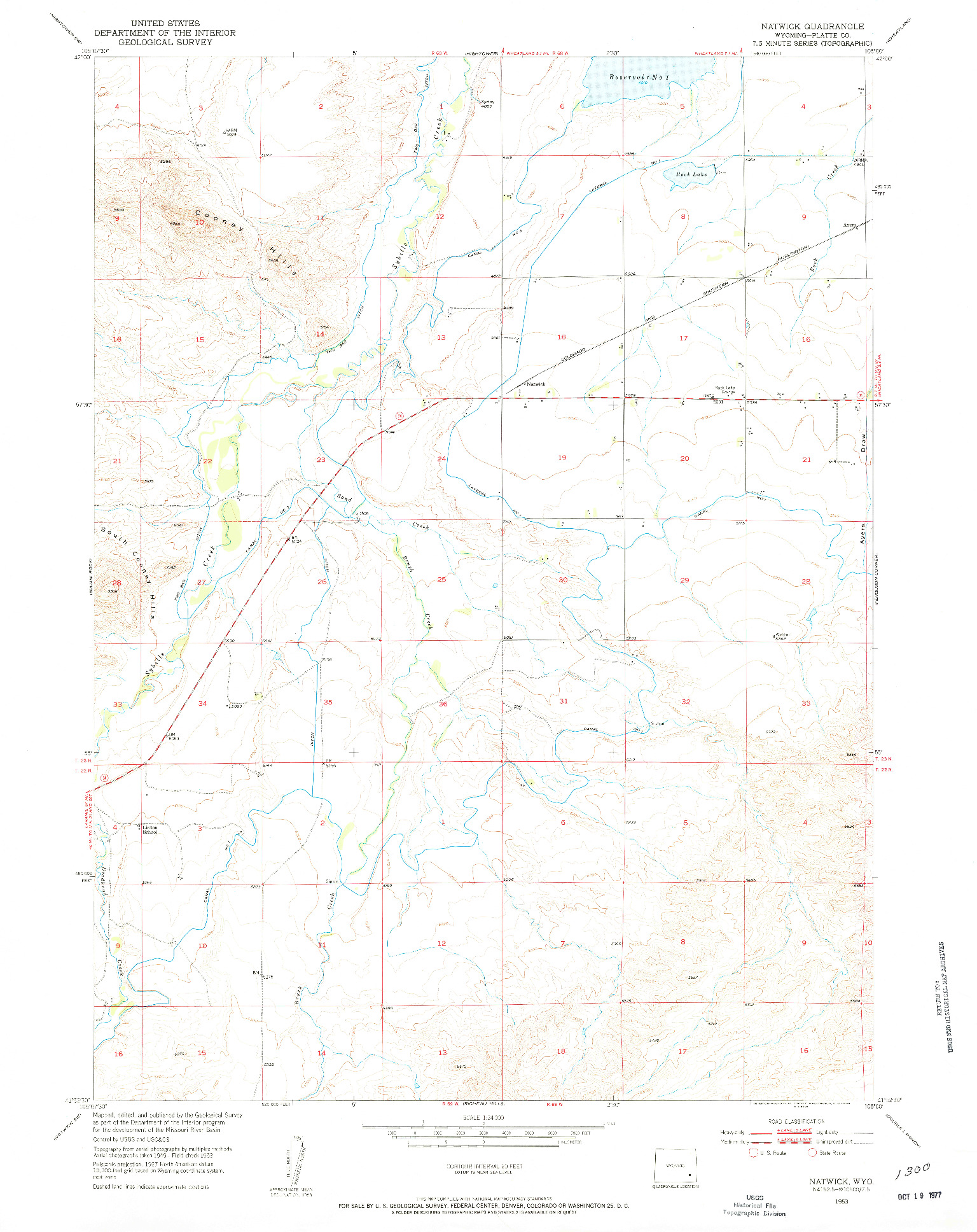 USGS 1:24000-SCALE QUADRANGLE FOR NATWICK, WY 1953