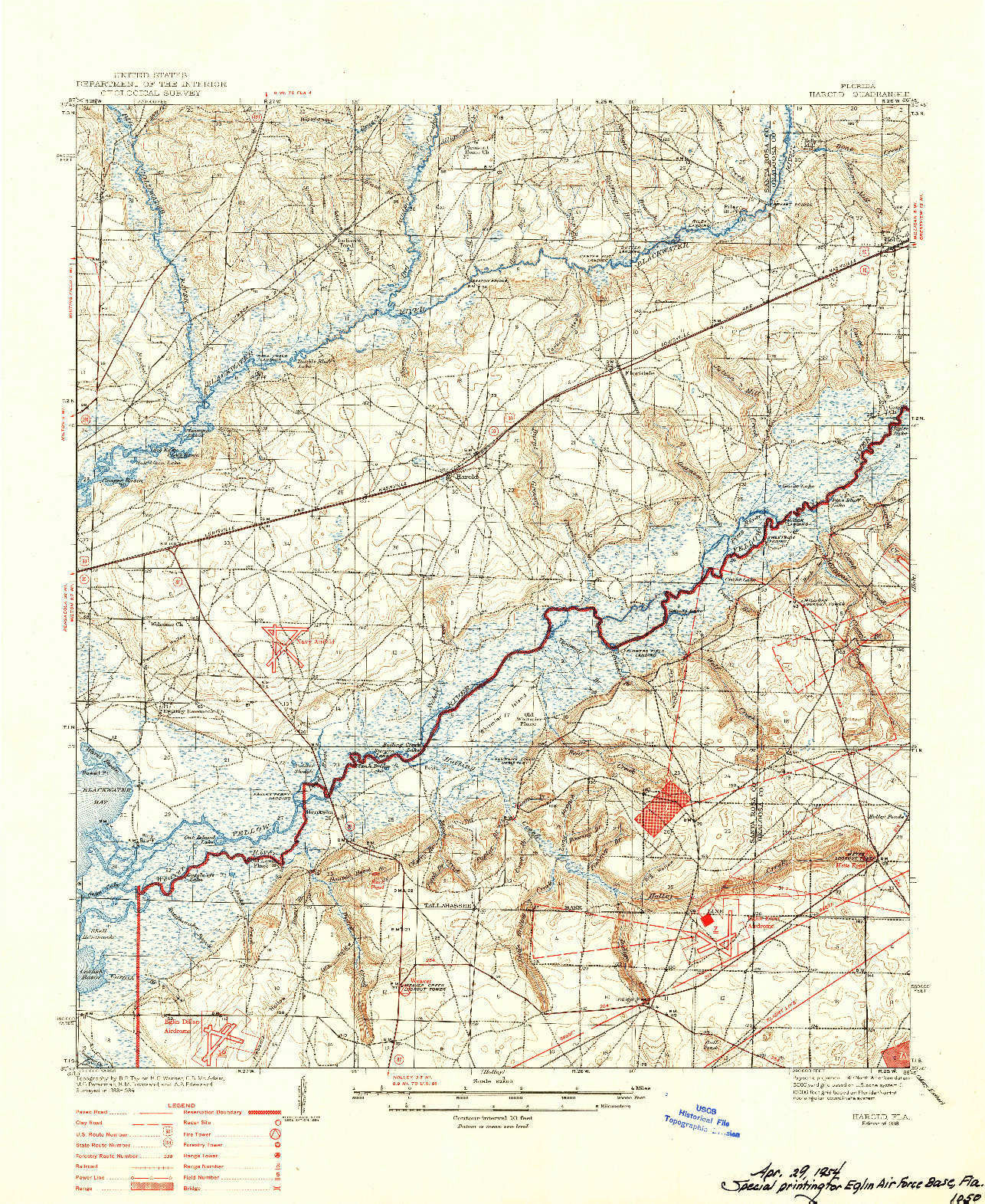 USGS 1:62500-SCALE QUADRANGLE FOR HAROLD, FL 1938