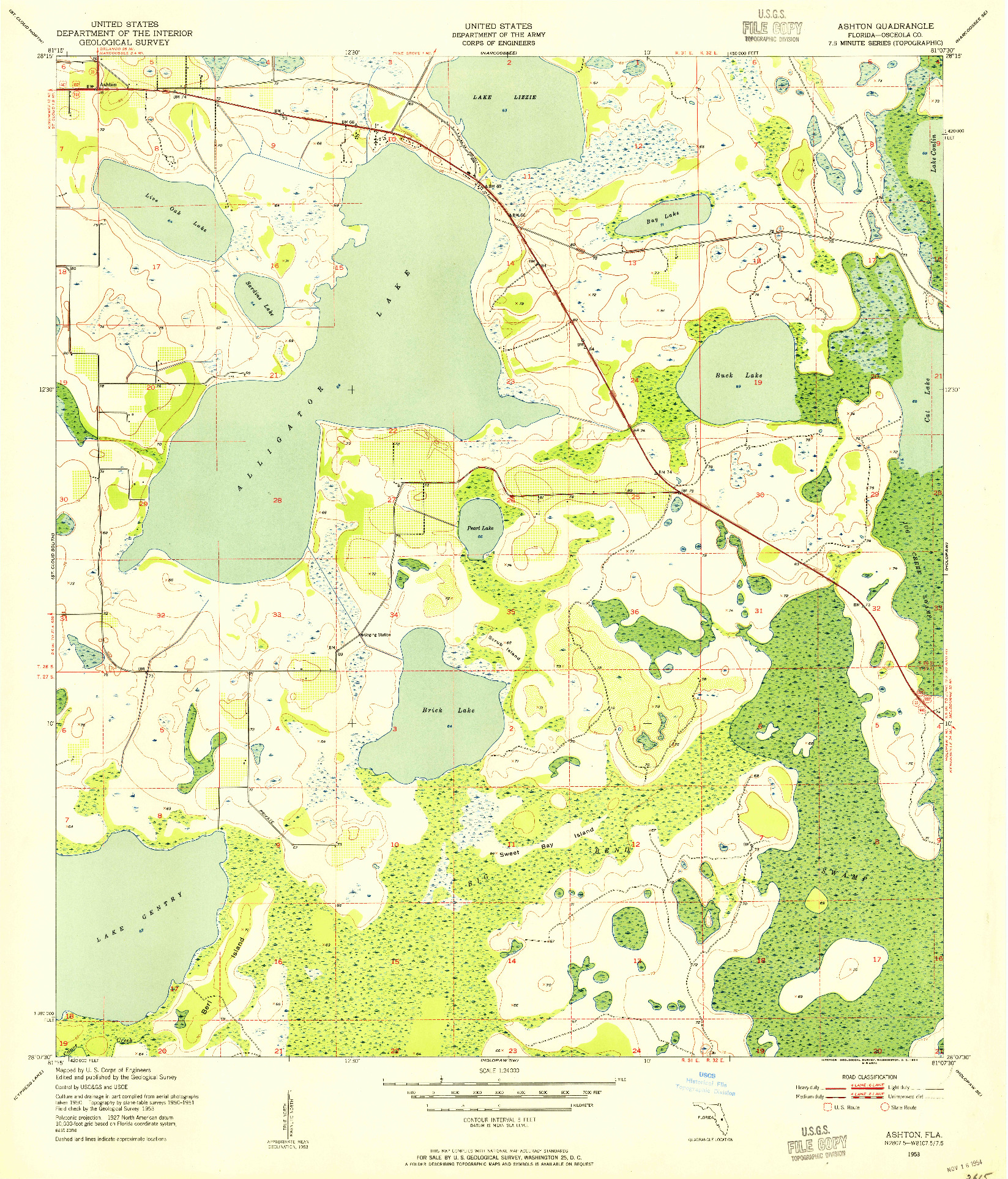 USGS 1:24000-SCALE QUADRANGLE FOR ASHTON, FL 1953