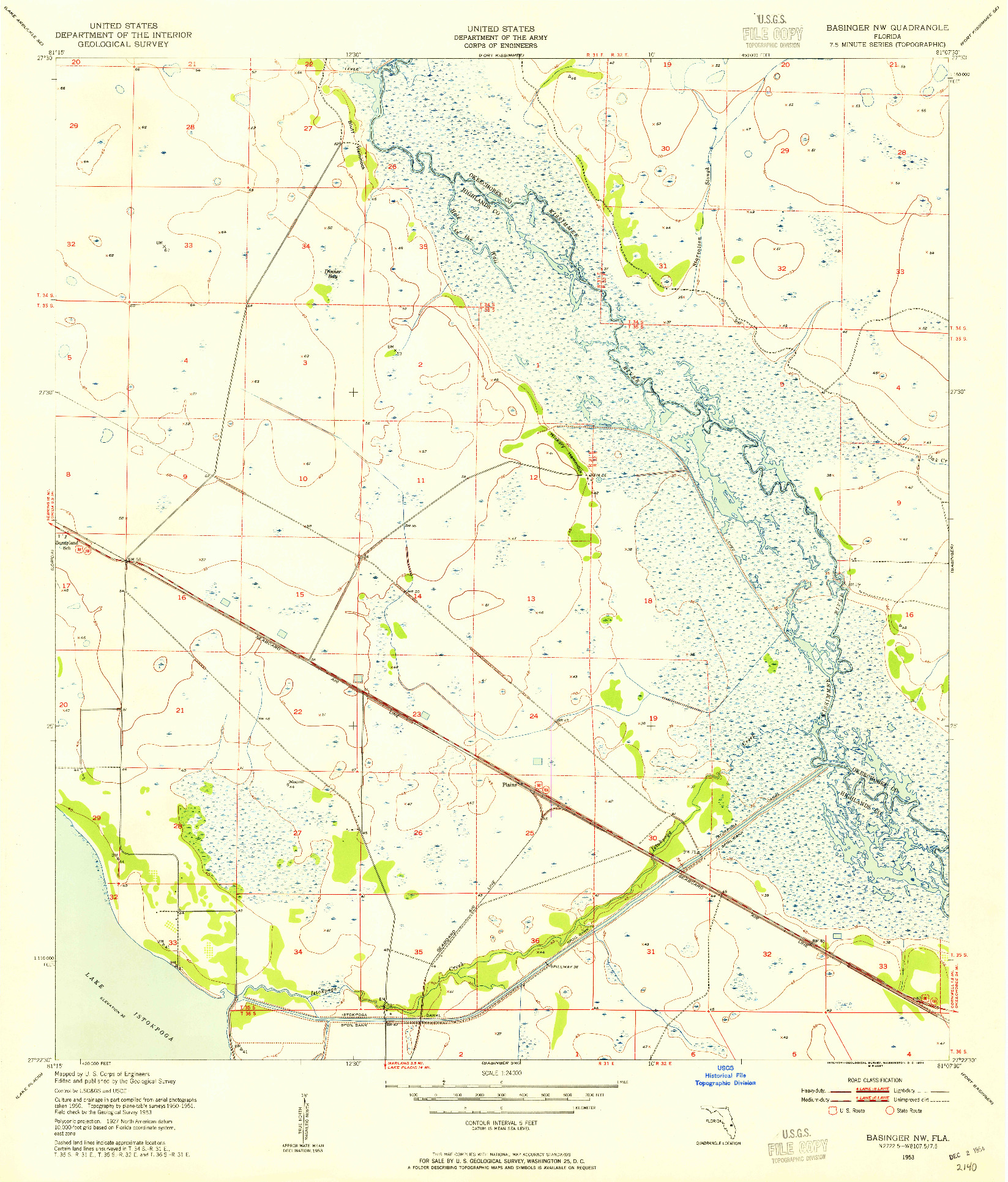 USGS 1:24000-SCALE QUADRANGLE FOR BASINGER NW, FL 1953