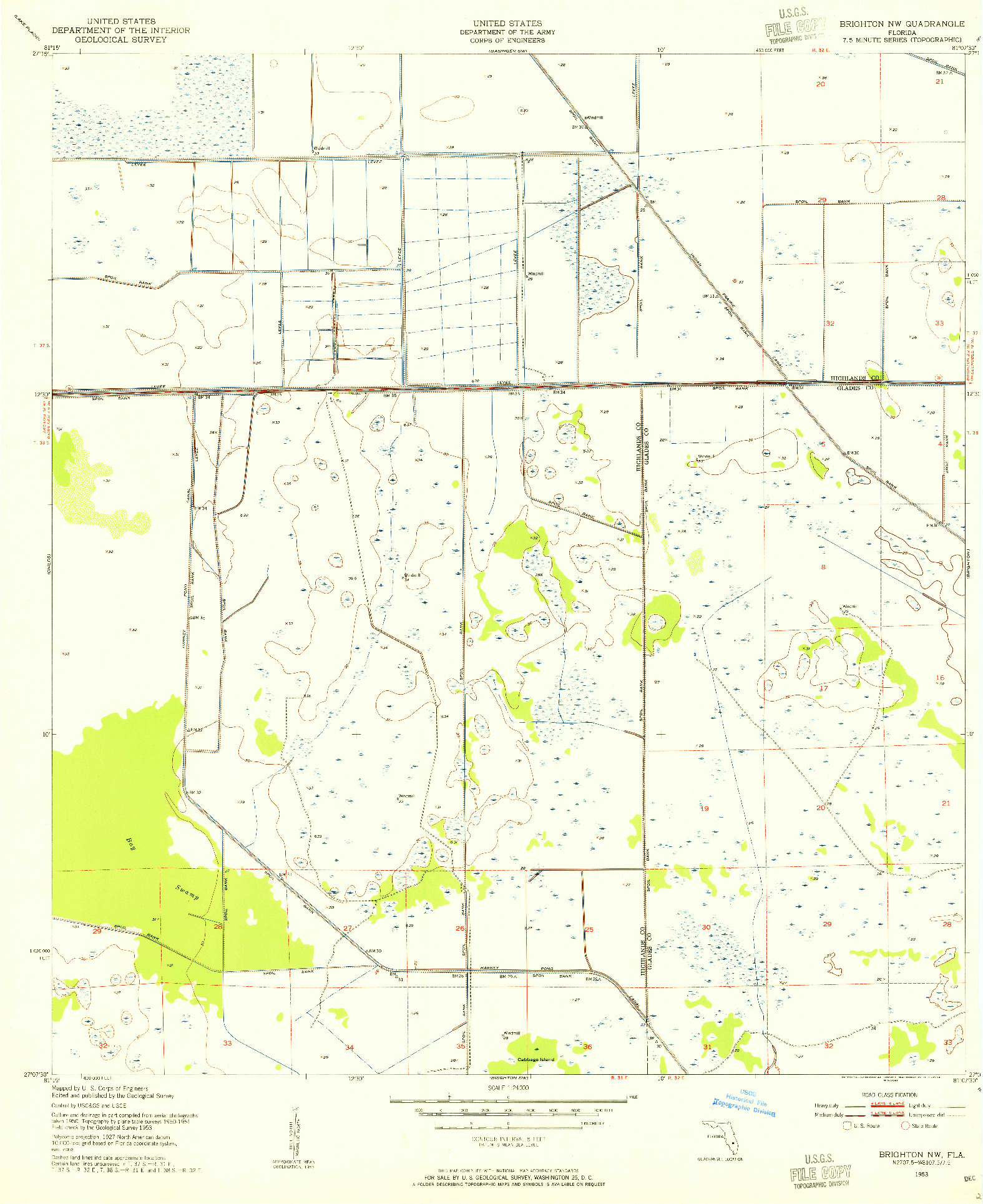 USGS 1:24000-SCALE QUADRANGLE FOR BRIGHTON NW, FL 1953