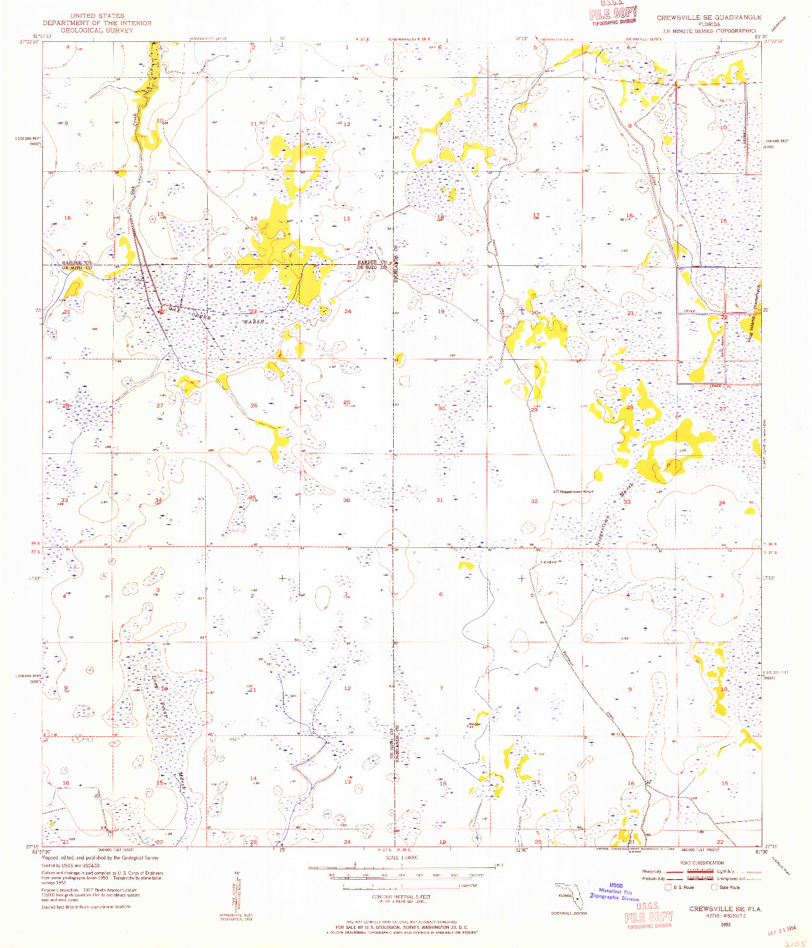 USGS 1:24000-SCALE QUADRANGLE FOR CREWSVILLE SE, FL 1953