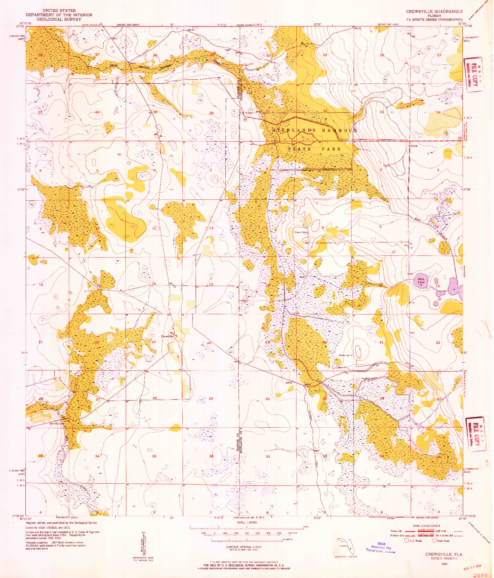 USGS 1:24000-SCALE QUADRANGLE FOR CREWSVILLE, FL 1953