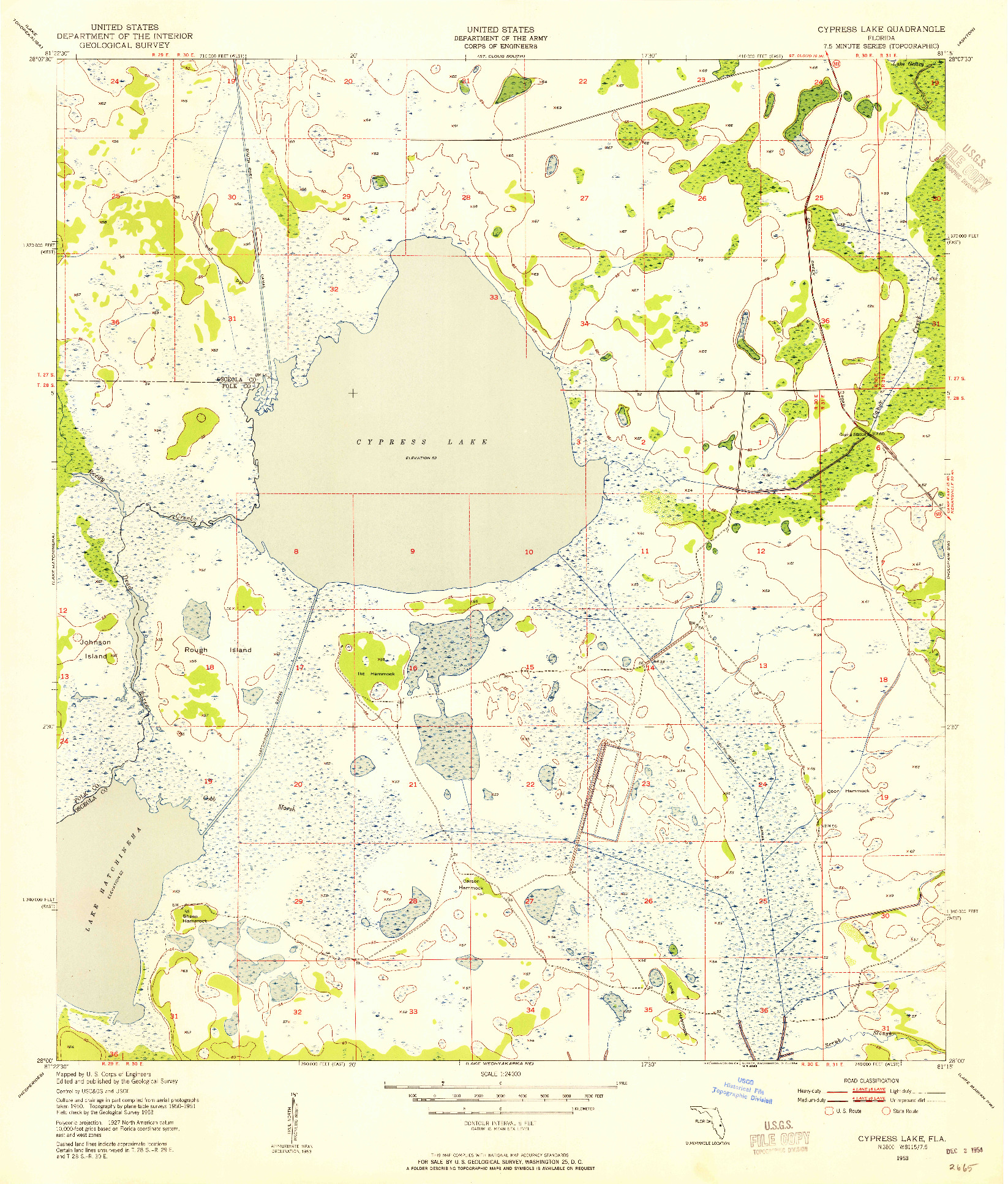 USGS 1:24000-SCALE QUADRANGLE FOR CYPRESS LAKE, FL 1953