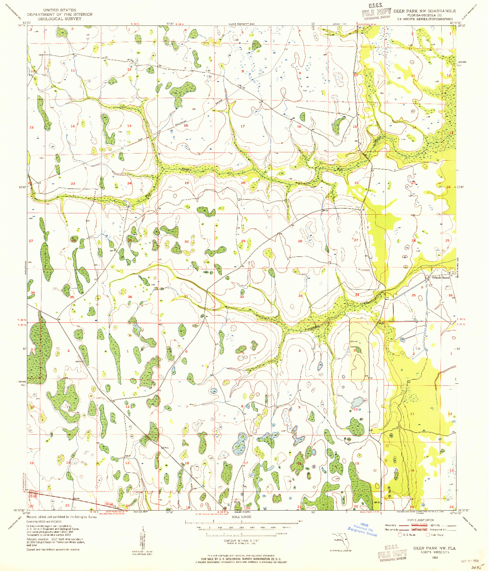 USGS 1:24000-SCALE QUADRANGLE FOR DEER PARK NW, FL 1953