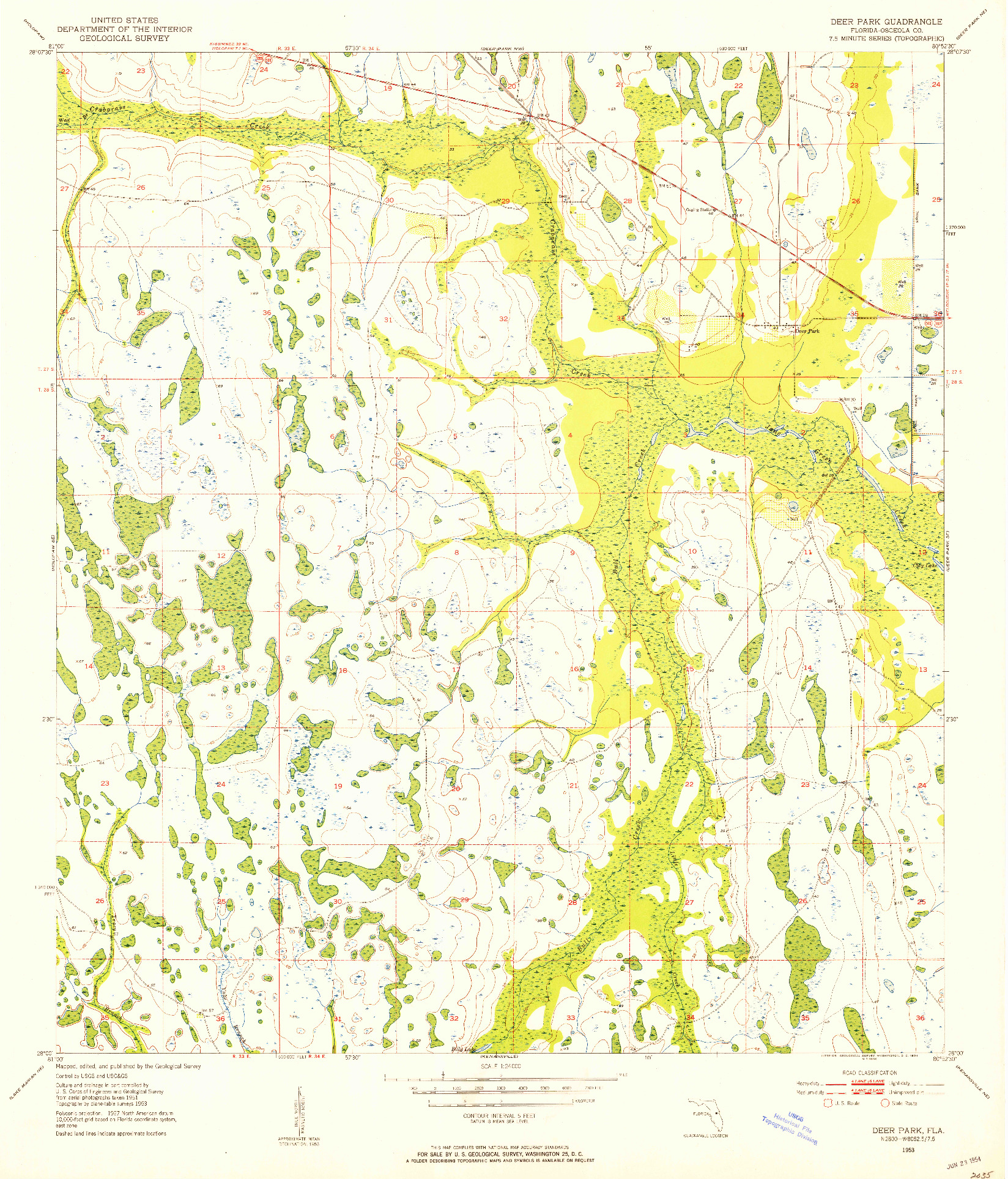 USGS 1:24000-SCALE QUADRANGLE FOR DEER PARK, FL 1953