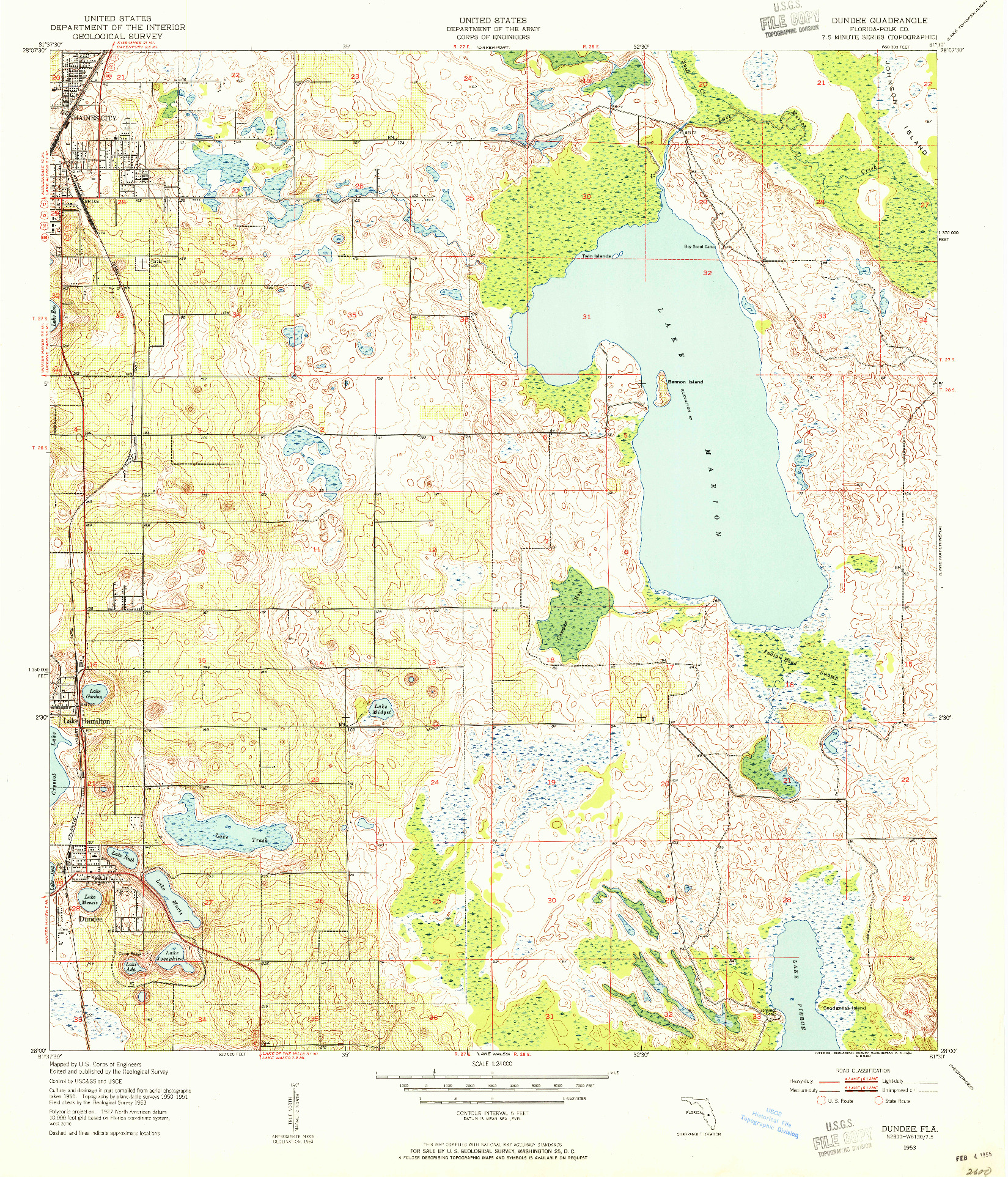 USGS 1:24000-SCALE QUADRANGLE FOR DUNDEE, FL 1953