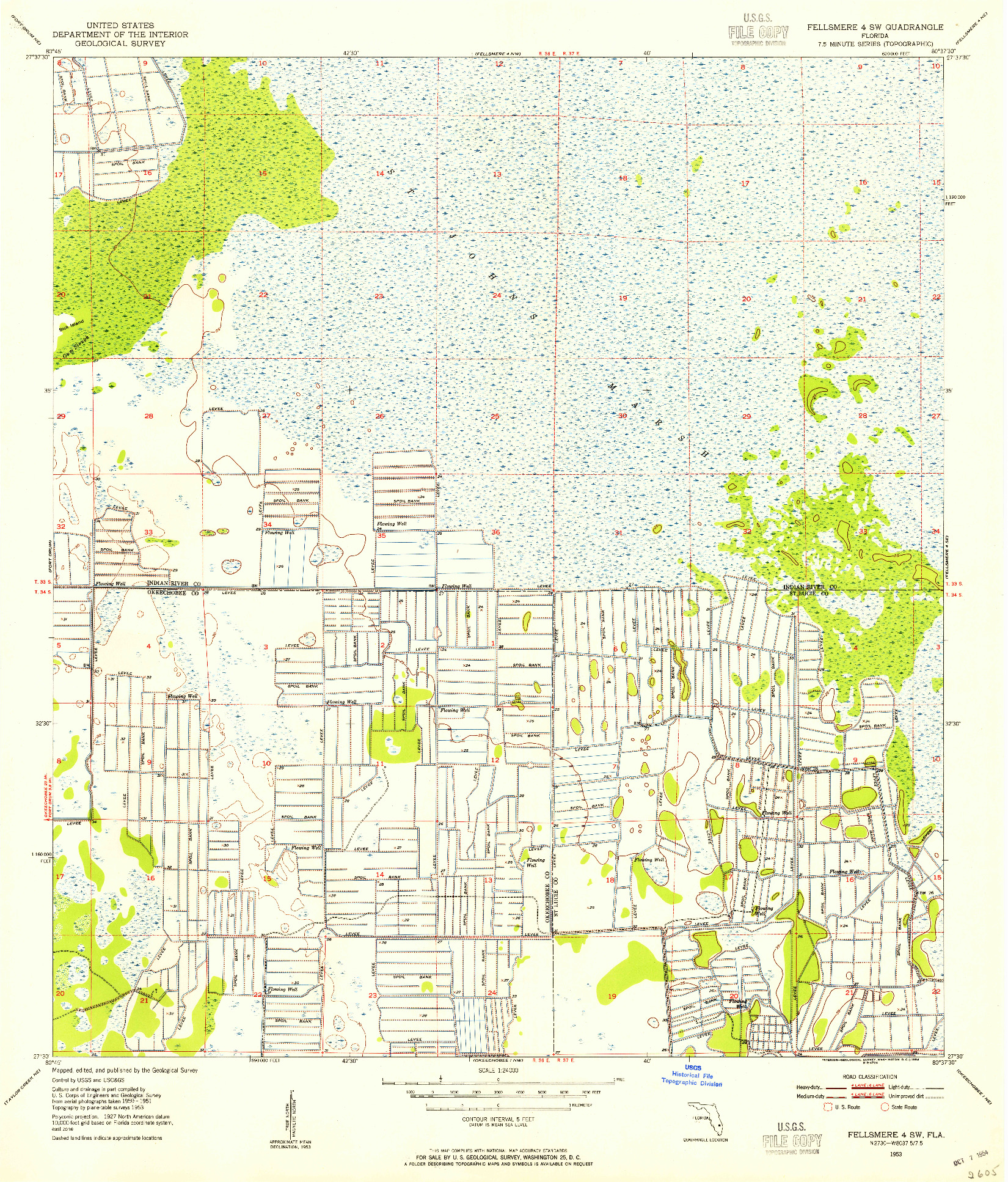 USGS 1:24000-SCALE QUADRANGLE FOR FELLSMERE 4 SW, FL 1953