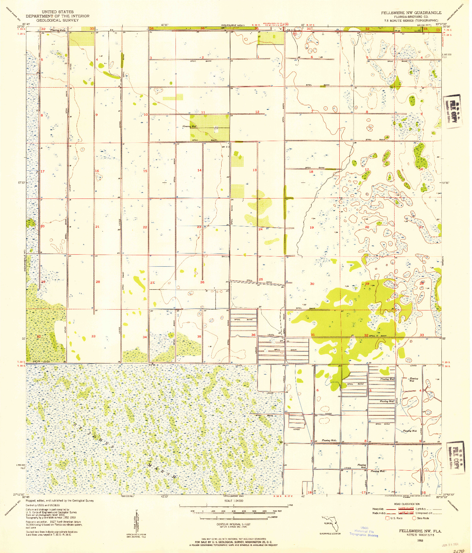 USGS 1:24000-SCALE QUADRANGLE FOR FELLSMERE NW, FL 1953