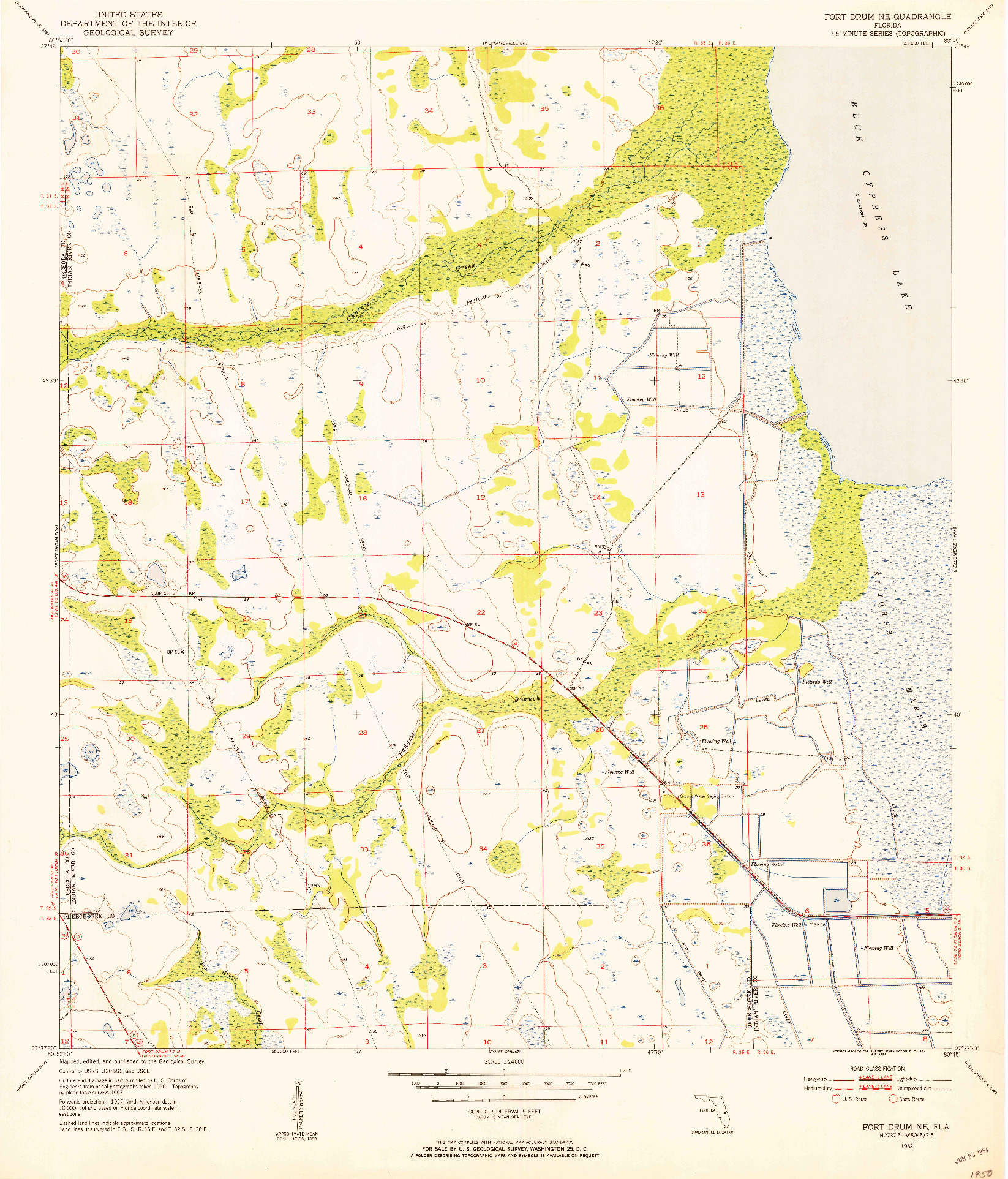 USGS 1:24000-SCALE QUADRANGLE FOR FORT DRUM NE, FL 1953