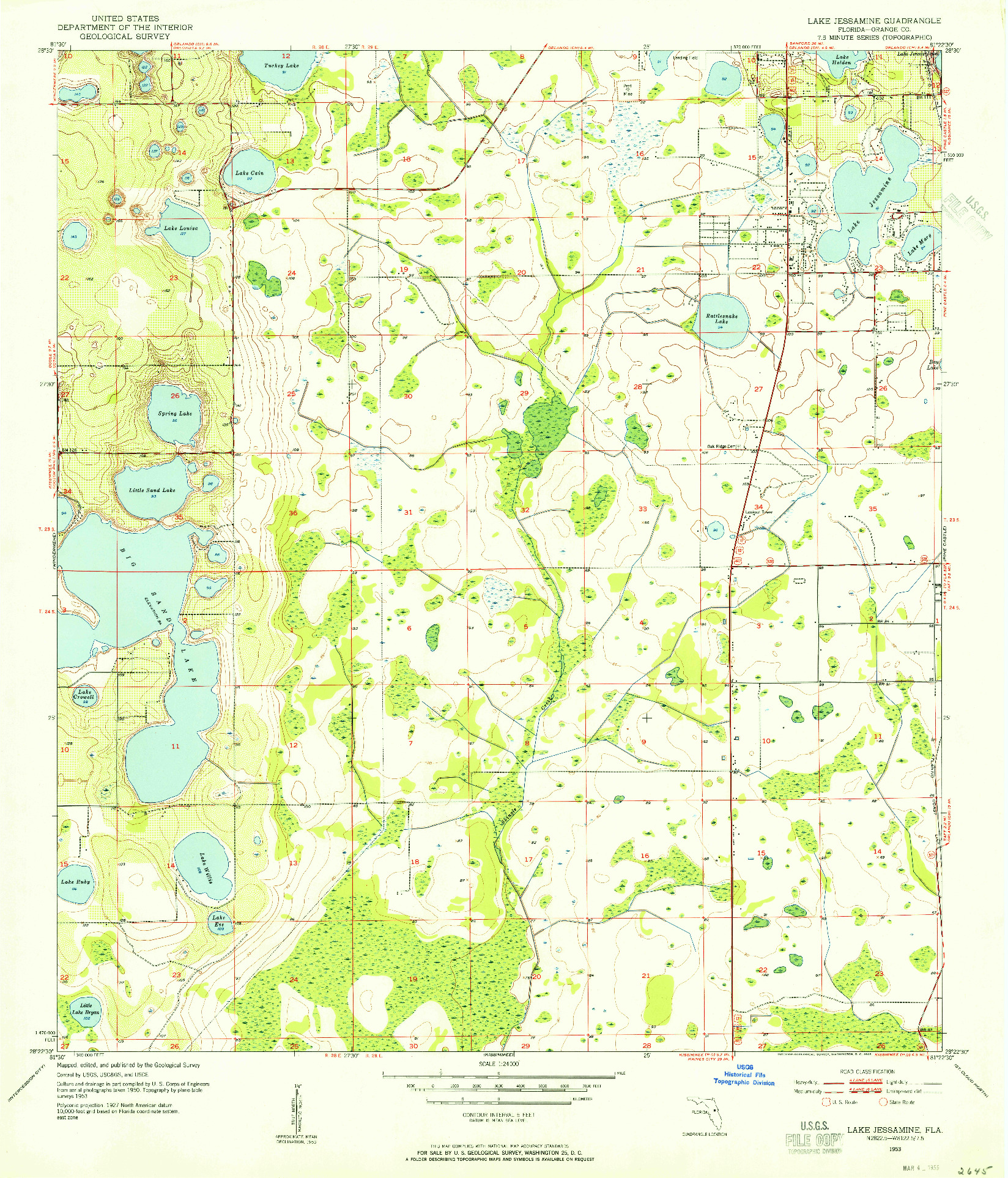 USGS 1:24000-SCALE QUADRANGLE FOR LAKE JESSAMINE, FL 1953