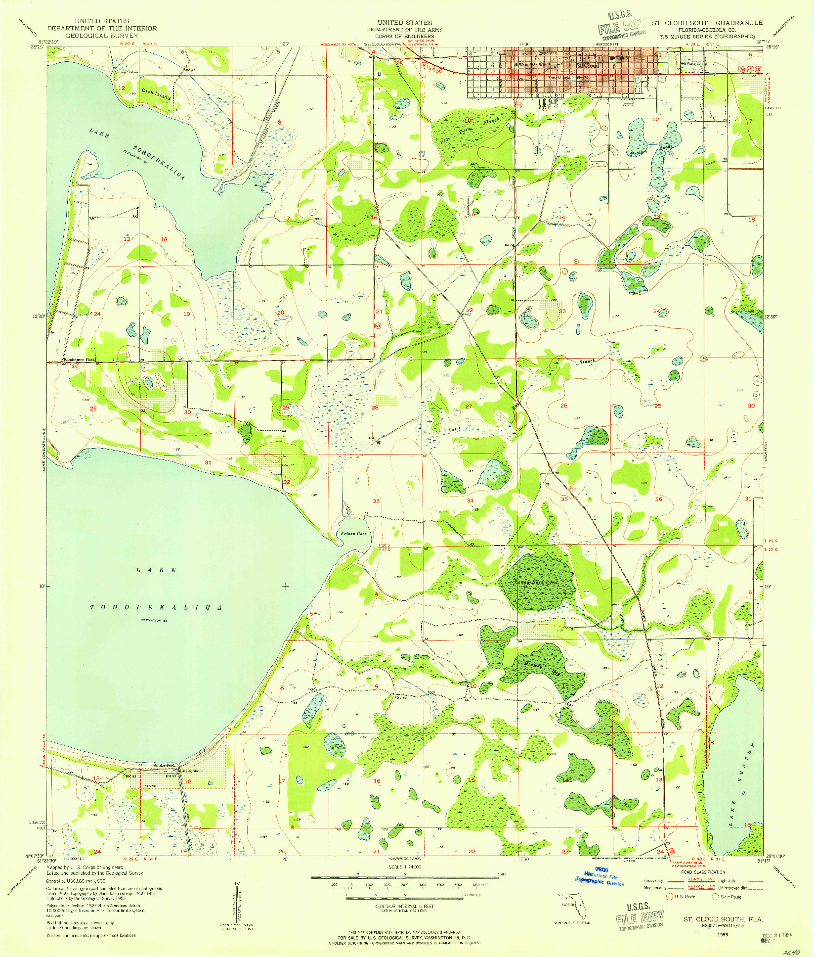 USGS 1:24000-SCALE QUADRANGLE FOR ST CLOUD SOUTH, FL 1953