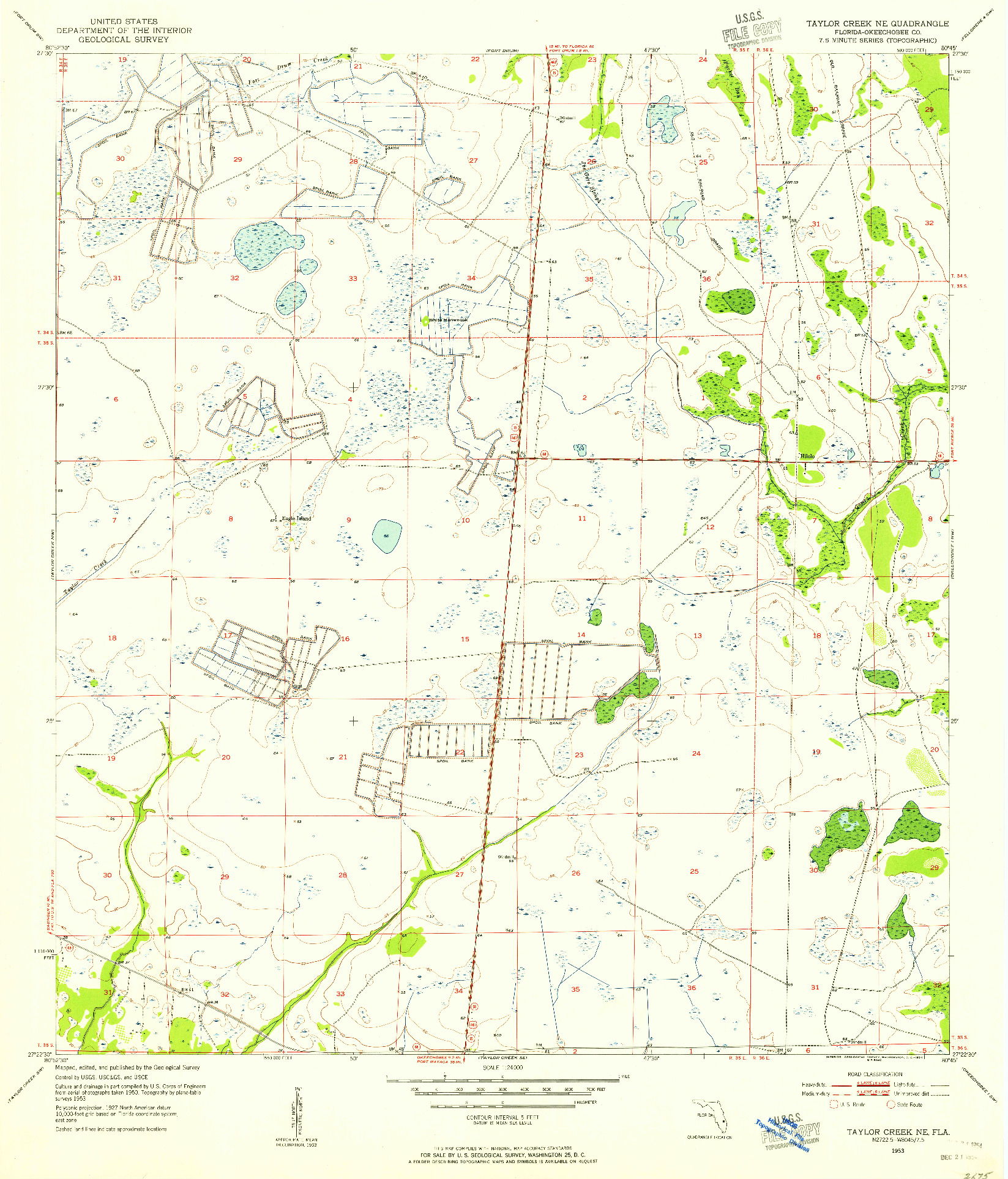 USGS 1:24000-SCALE QUADRANGLE FOR TAYLOR CREEK NE, FL 1953