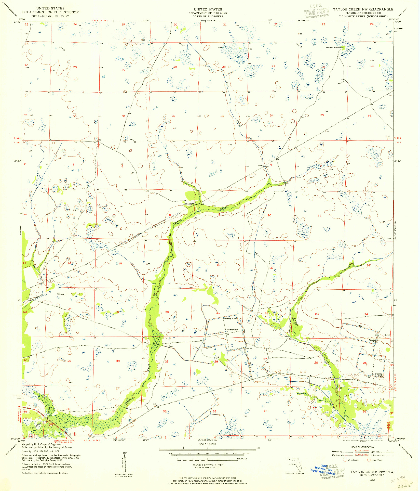 USGS 1:24000-SCALE QUADRANGLE FOR TAYLOR CREEK NW, FL 1953