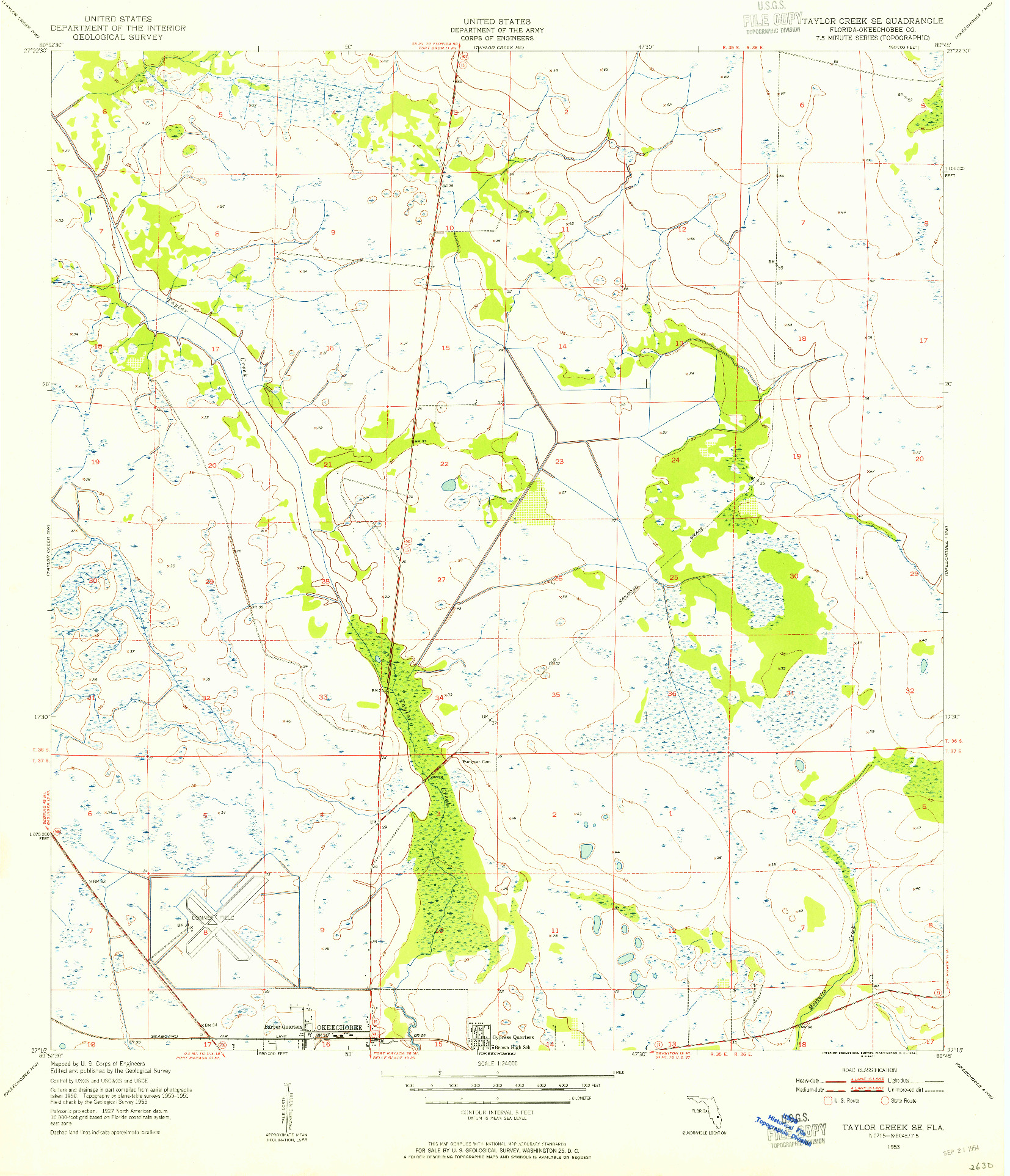 USGS 1:24000-SCALE QUADRANGLE FOR TAYLOR CREEK SE, FL 1953