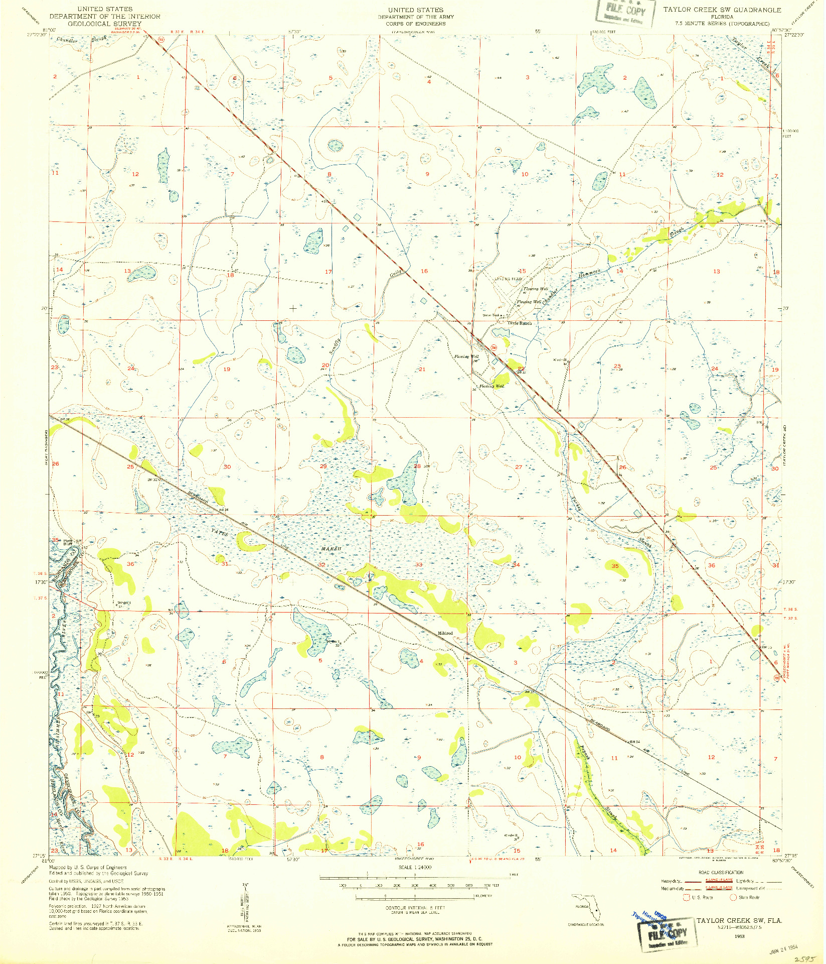 USGS 1:24000-SCALE QUADRANGLE FOR TAYLOR CREEK SW, FL 1953