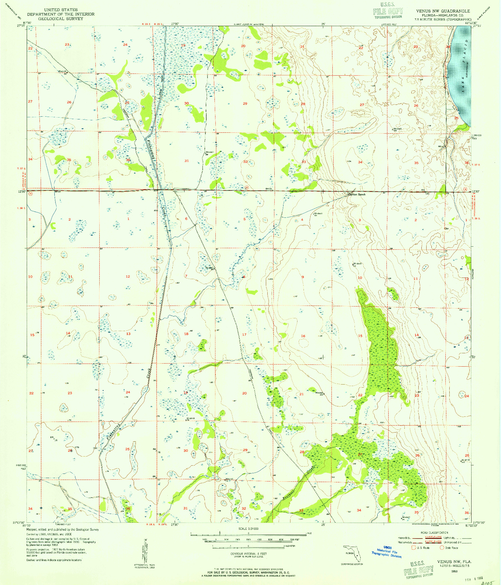 USGS 1:24000-SCALE QUADRANGLE FOR VENUS NW, FL 1953