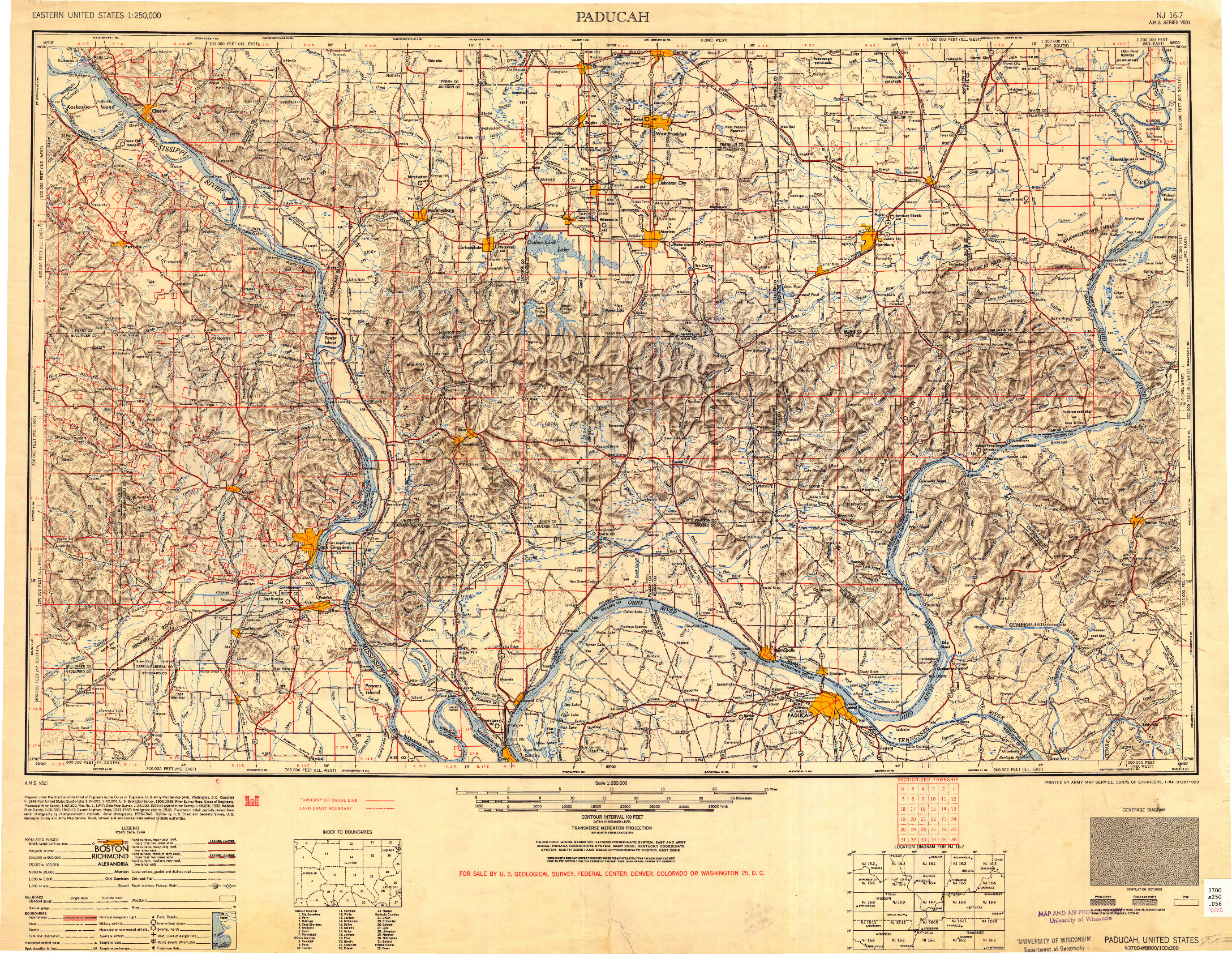 USGS 1:250000-SCALE QUADRANGLE FOR PADUCAH, KY 1954