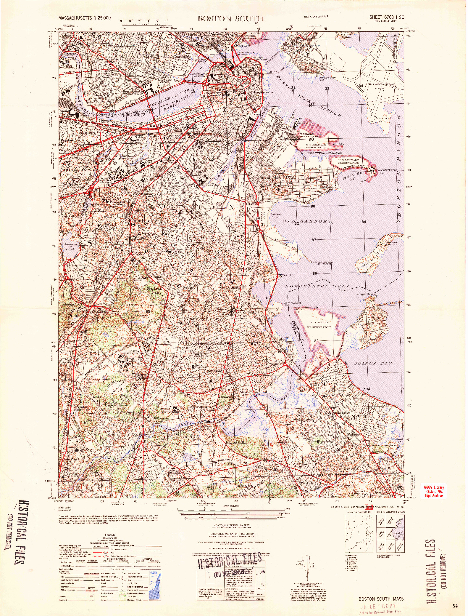 USGS 1:25000-SCALE QUADRANGLE FOR BOSTON SOUTH, MA 1954