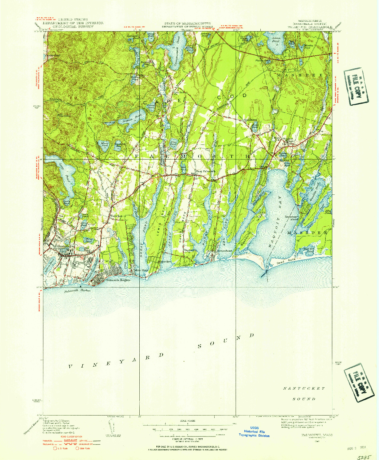 USGS 1:31680-SCALE QUADRANGLE FOR FALMOUTH, MA 1946